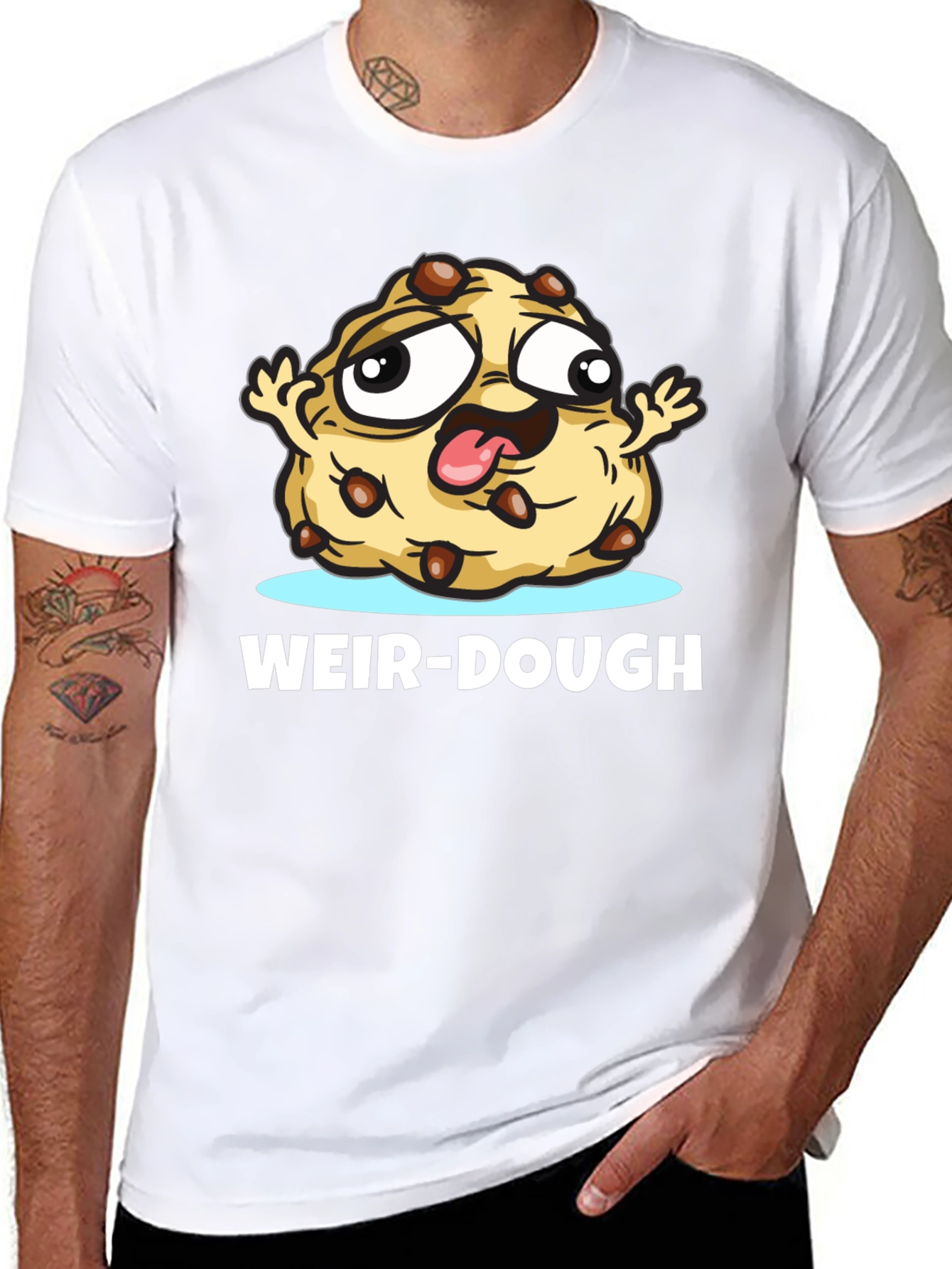 Weir-Dough Cookie Cartoon Black T-Shirt