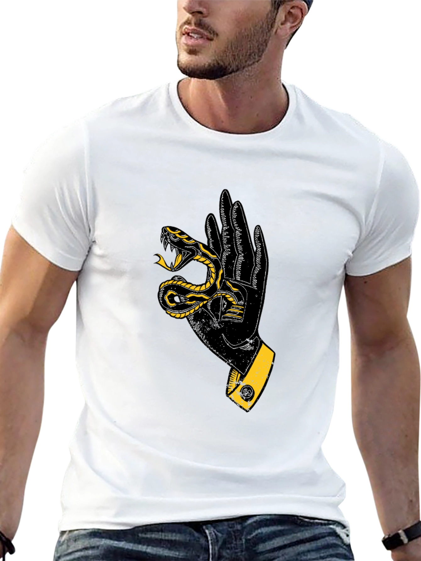 Snake Hand Graphic T-Shirt - Black