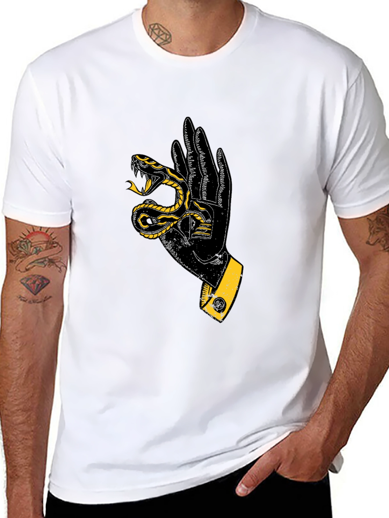 Snake Hand Graphic T-Shirt - Black