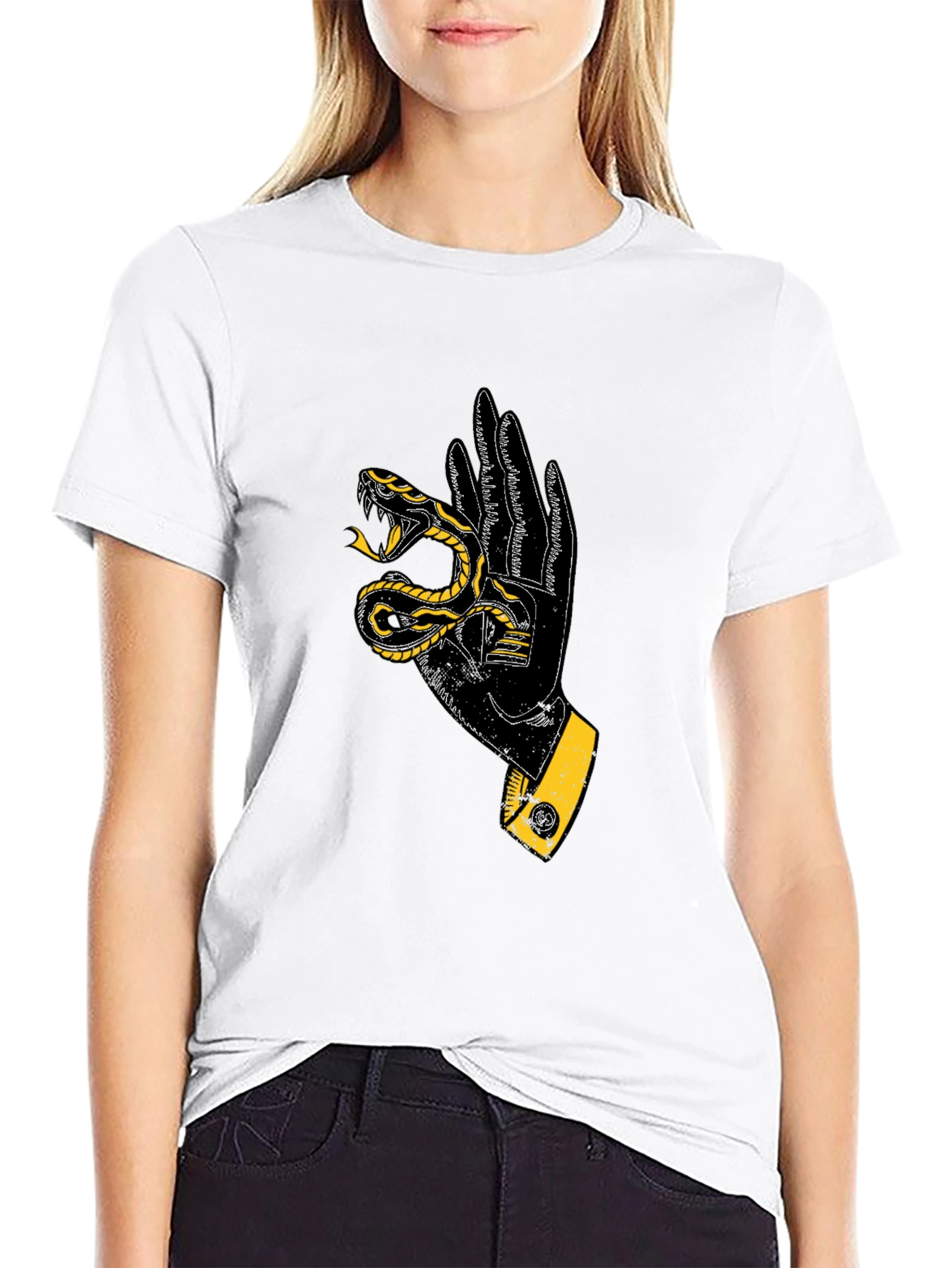 Snake Hand Graphic T-Shirt - Black