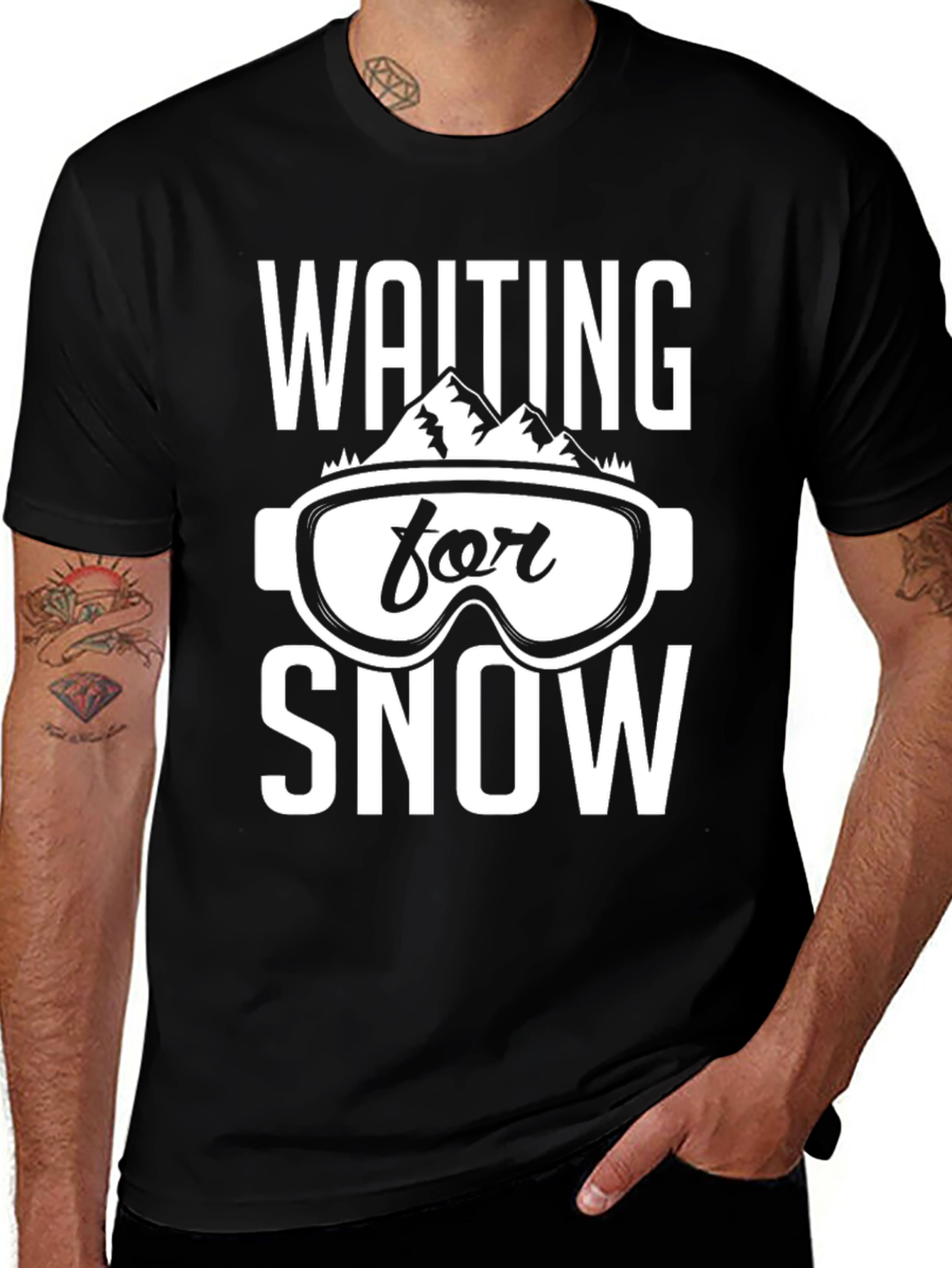 Waiting for Snow Black Graphic T-Shirt