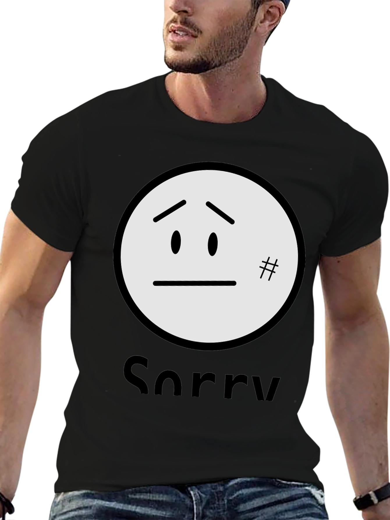 Sorry Graphic T-Shirt - Black Casual Tee