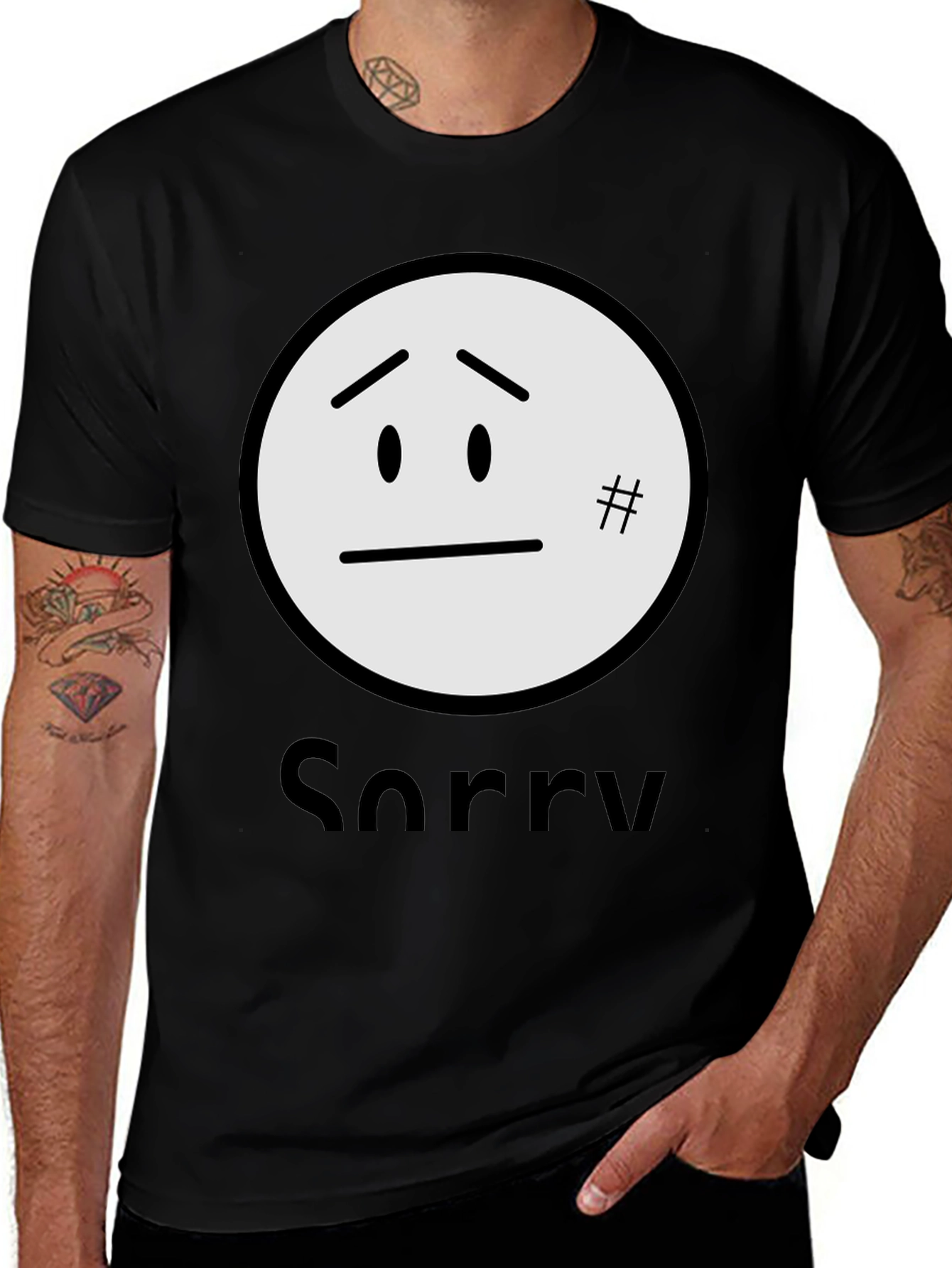 Sorry Graphic T-Shirt - Black Casual Tee
