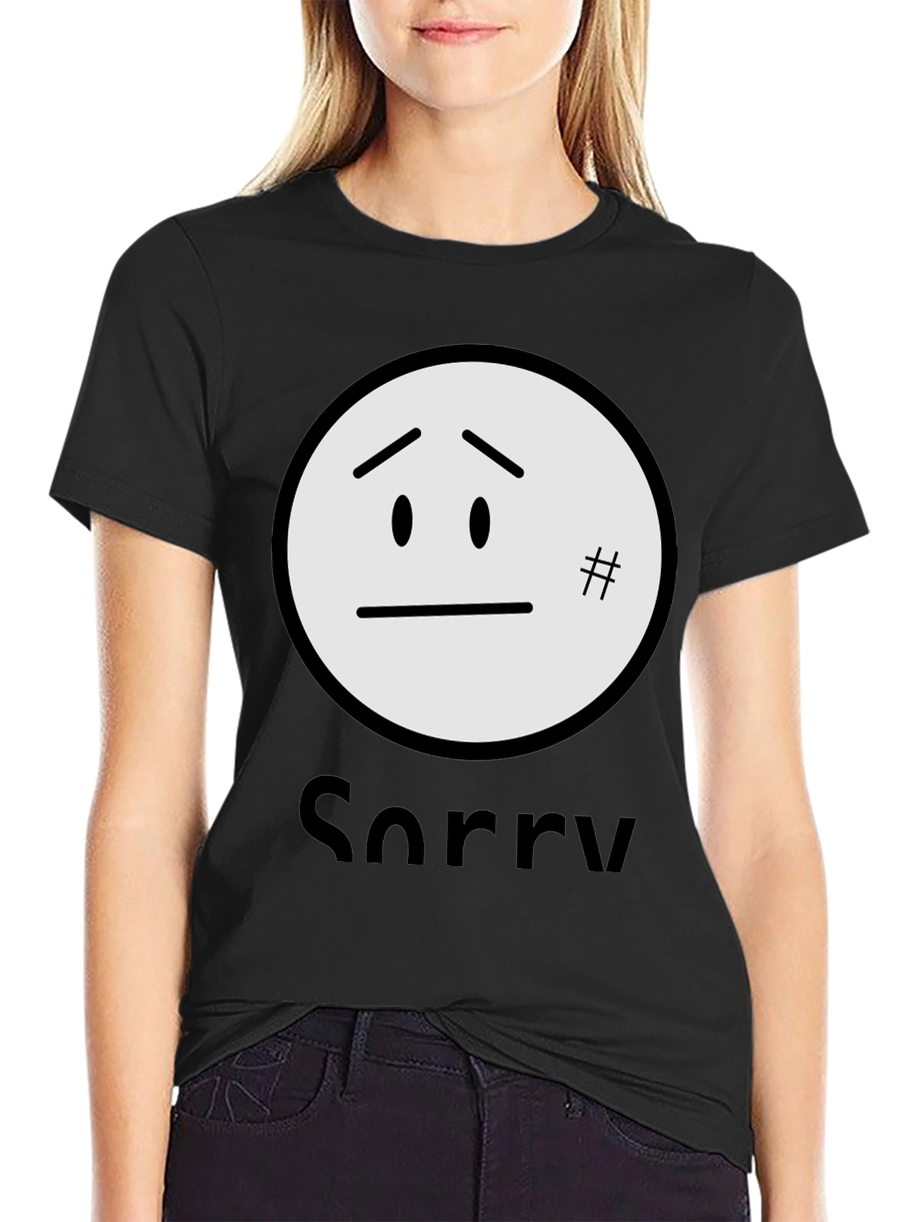 Sorry Graphic T-Shirt - Black Casual Tee