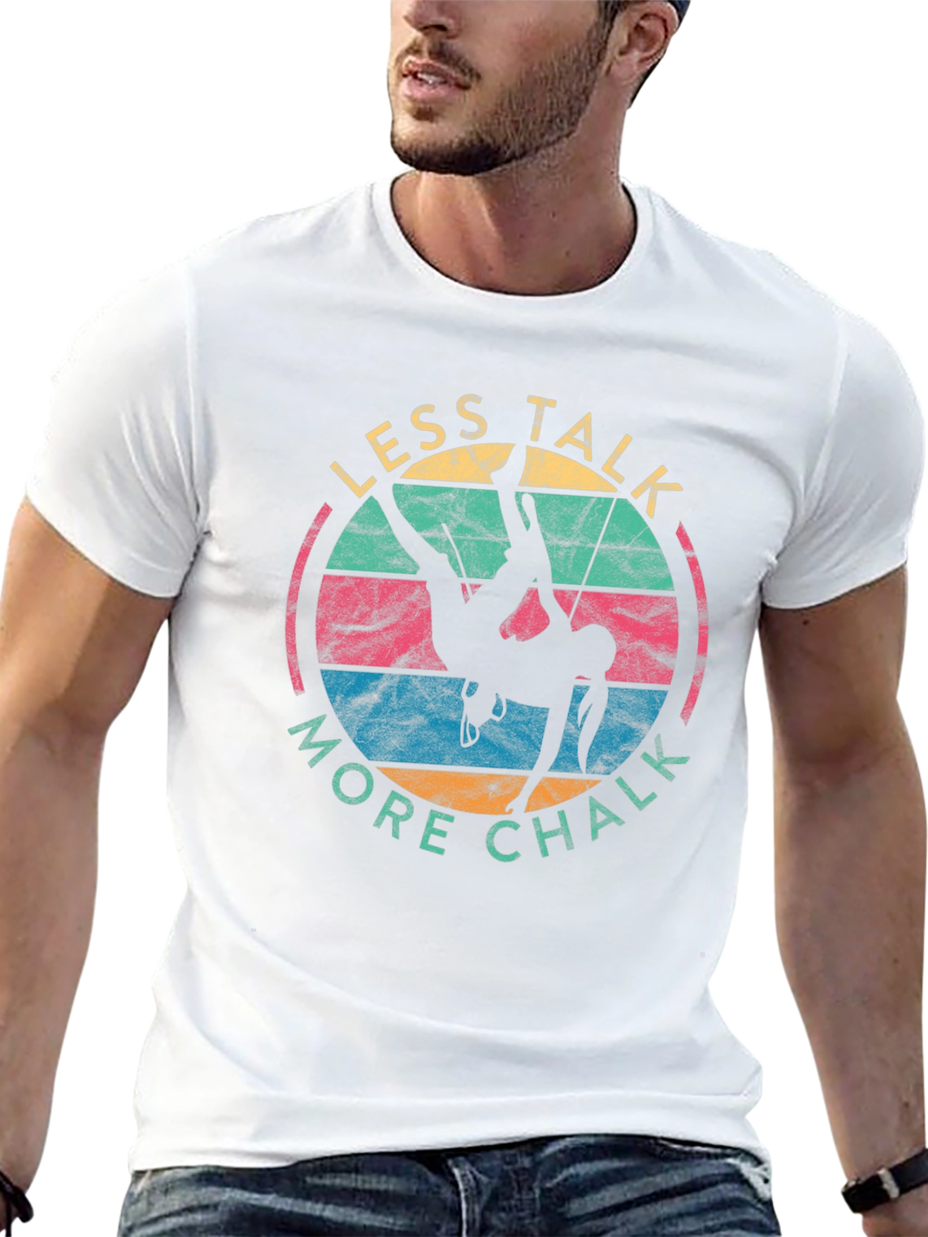 Retro Climbing T-Shirt - Less Talk More Chalk
