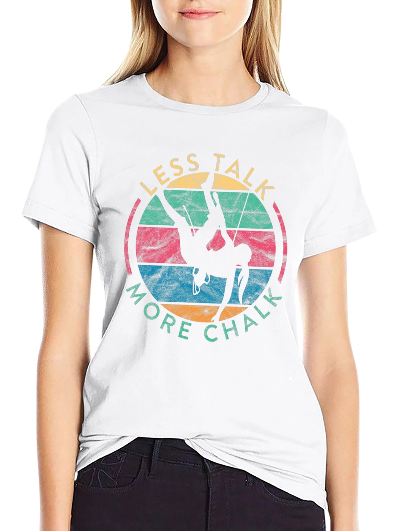 Retro Climbing T-Shirt - Less Talk More Chalk