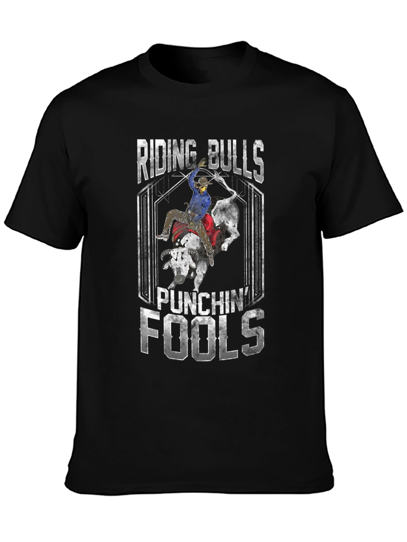 Riding Bulls Punching Fools Graphic T-Shirt