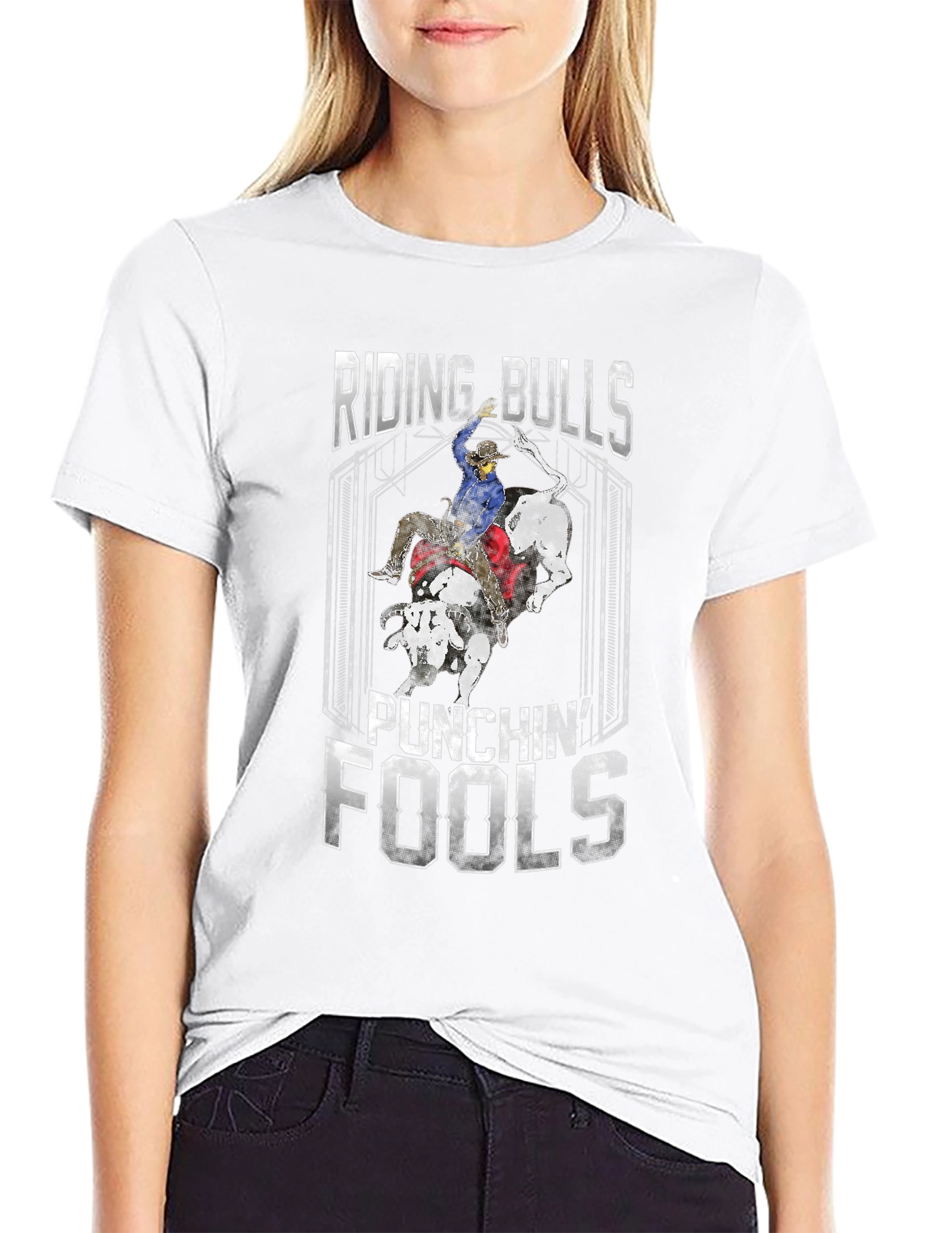 Riding Bulls Punching Fools Graphic T-Shirt