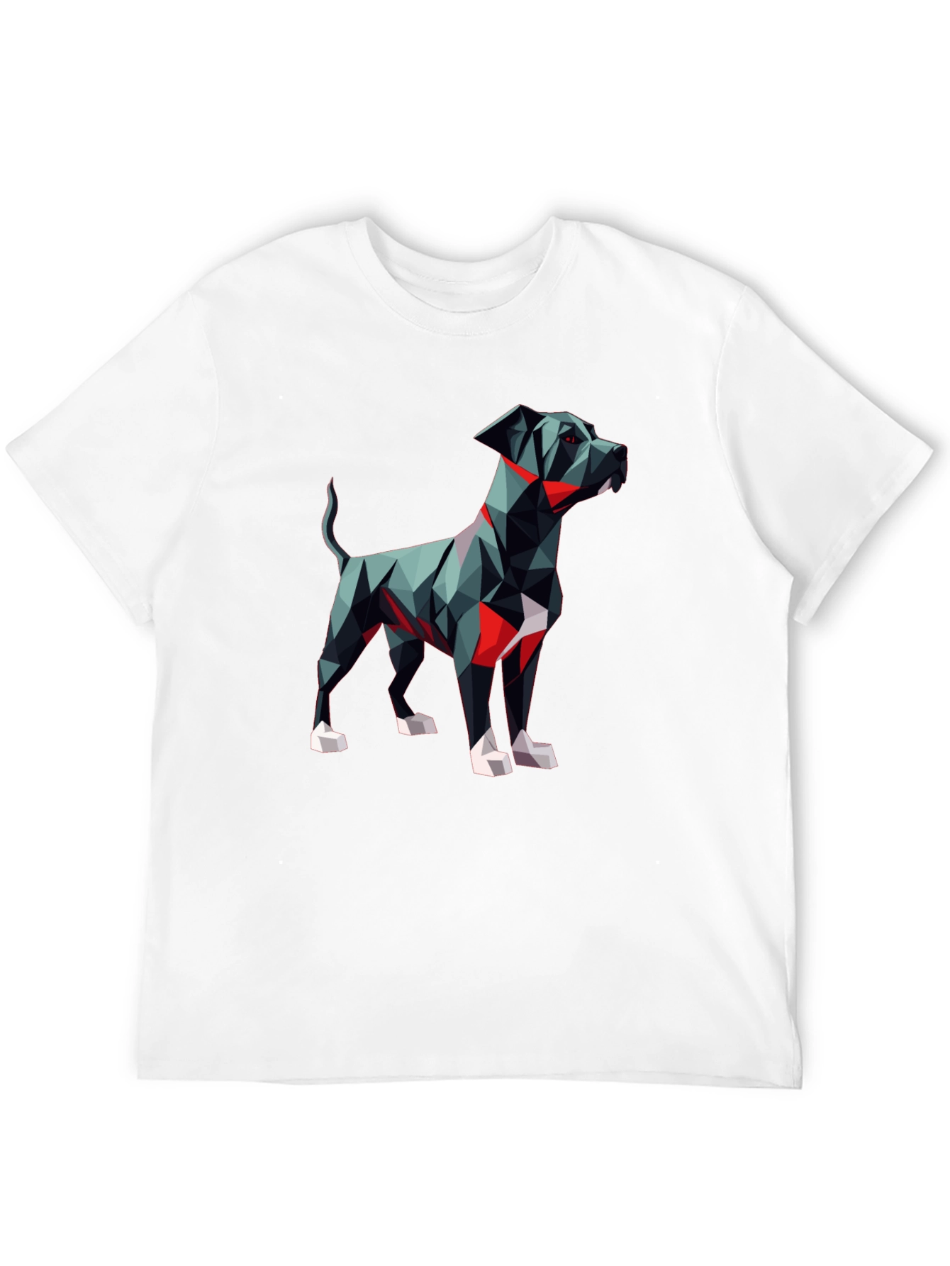 Geometric Dog Graphic Tee - Modern Art Style