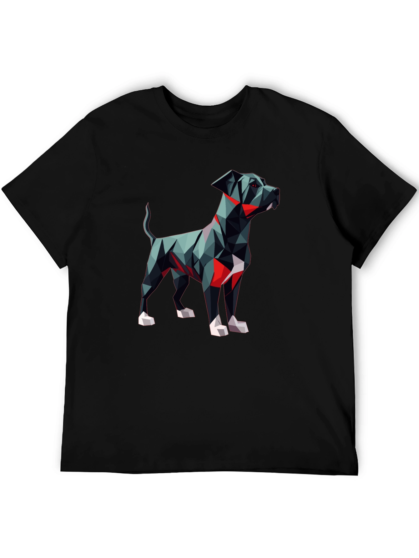 Geometric Dog Graphic Tee - Modern Art Style