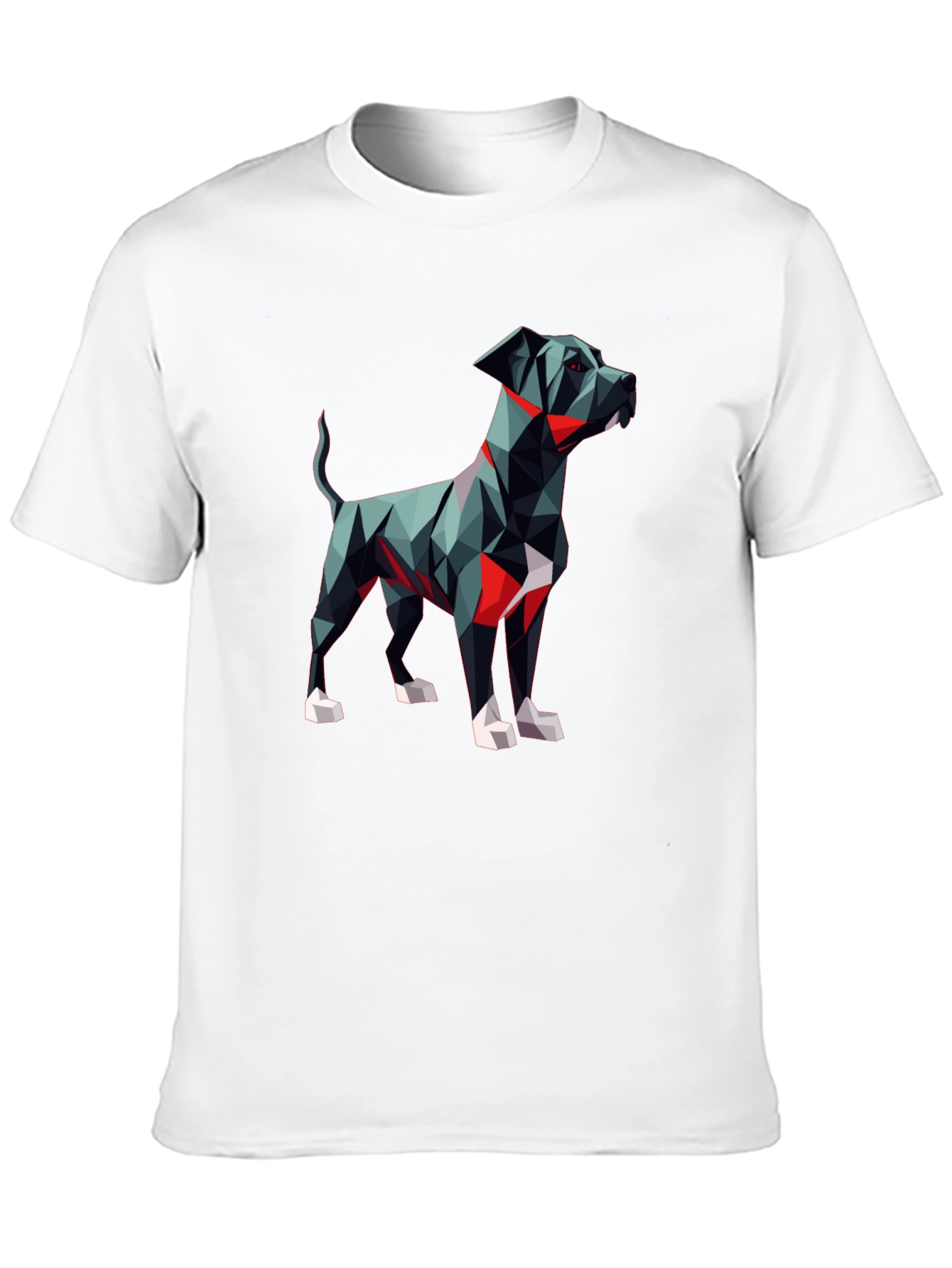 Geometric Dog Graphic Tee - Modern Art Style