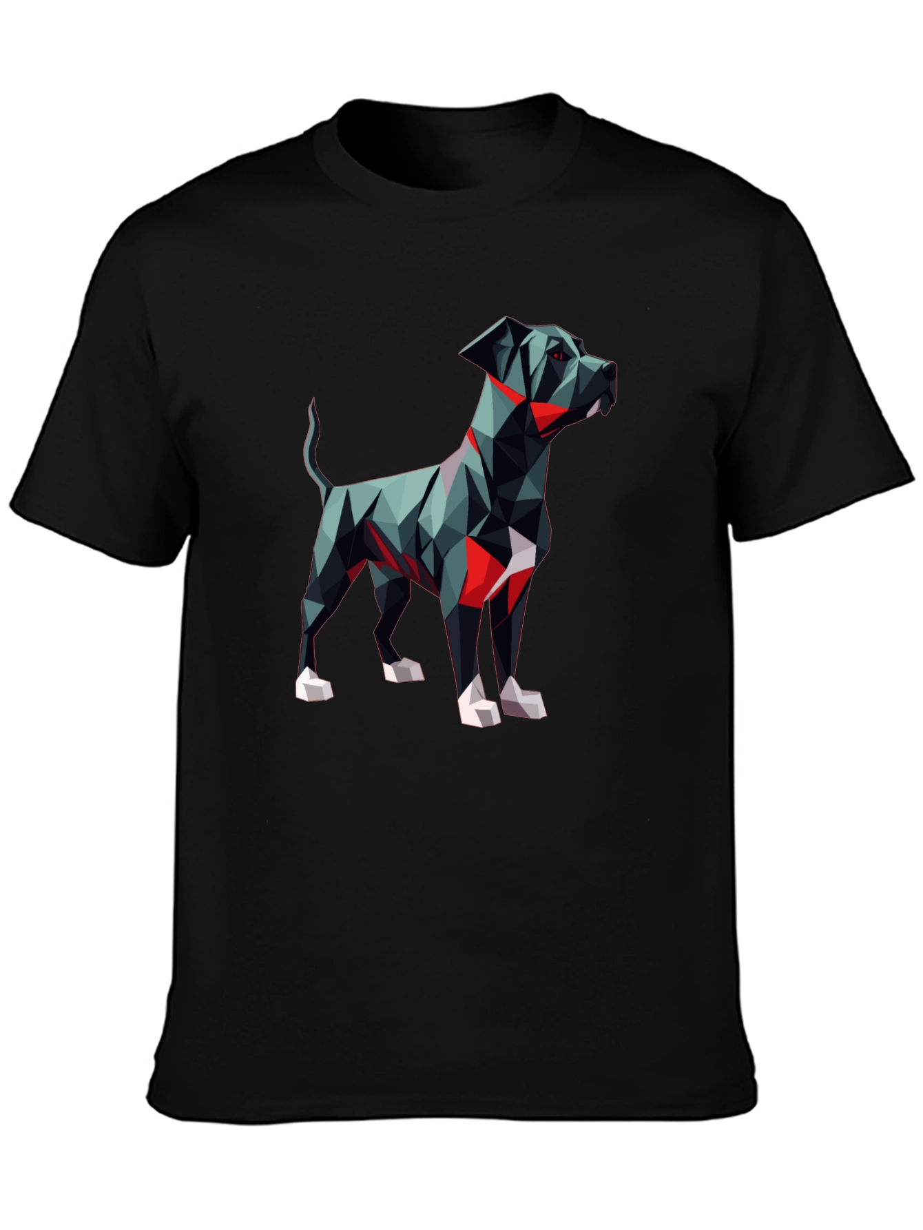 Geometric Dog Graphic Tee - Modern Art Style