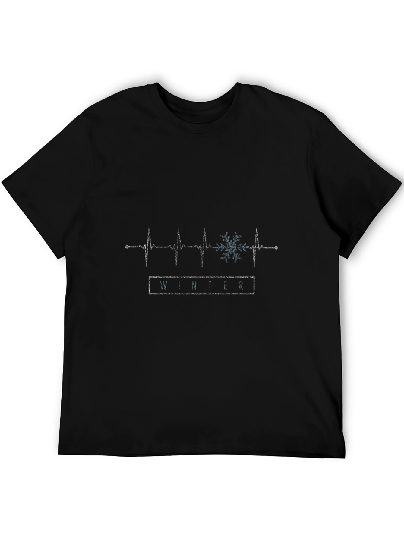 Winter Snowflake Heartbeat Black T-Shirt