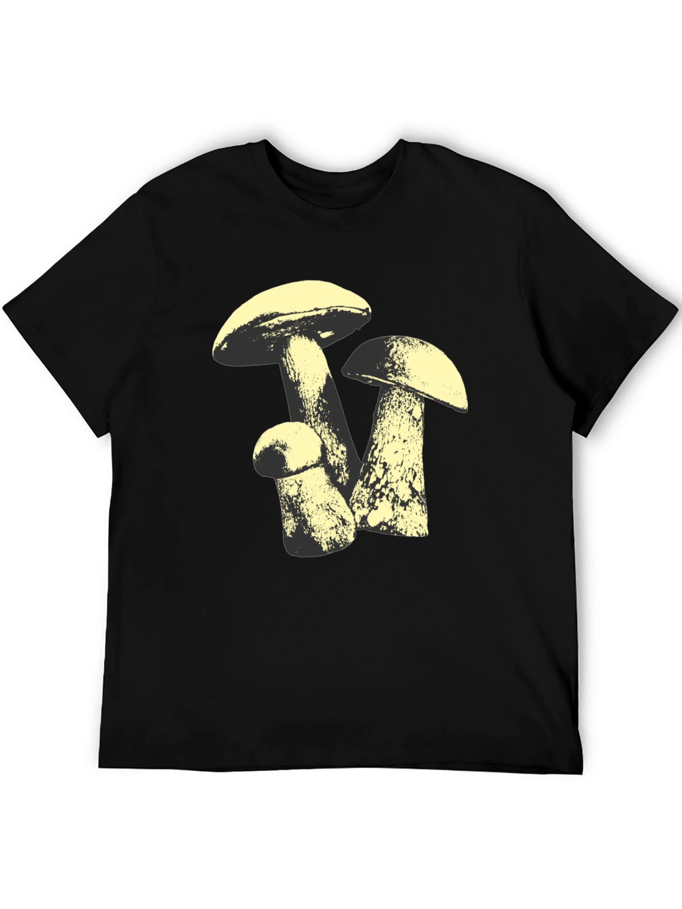 Mushroom Graphic Tee - Black Cotton T-Shirt