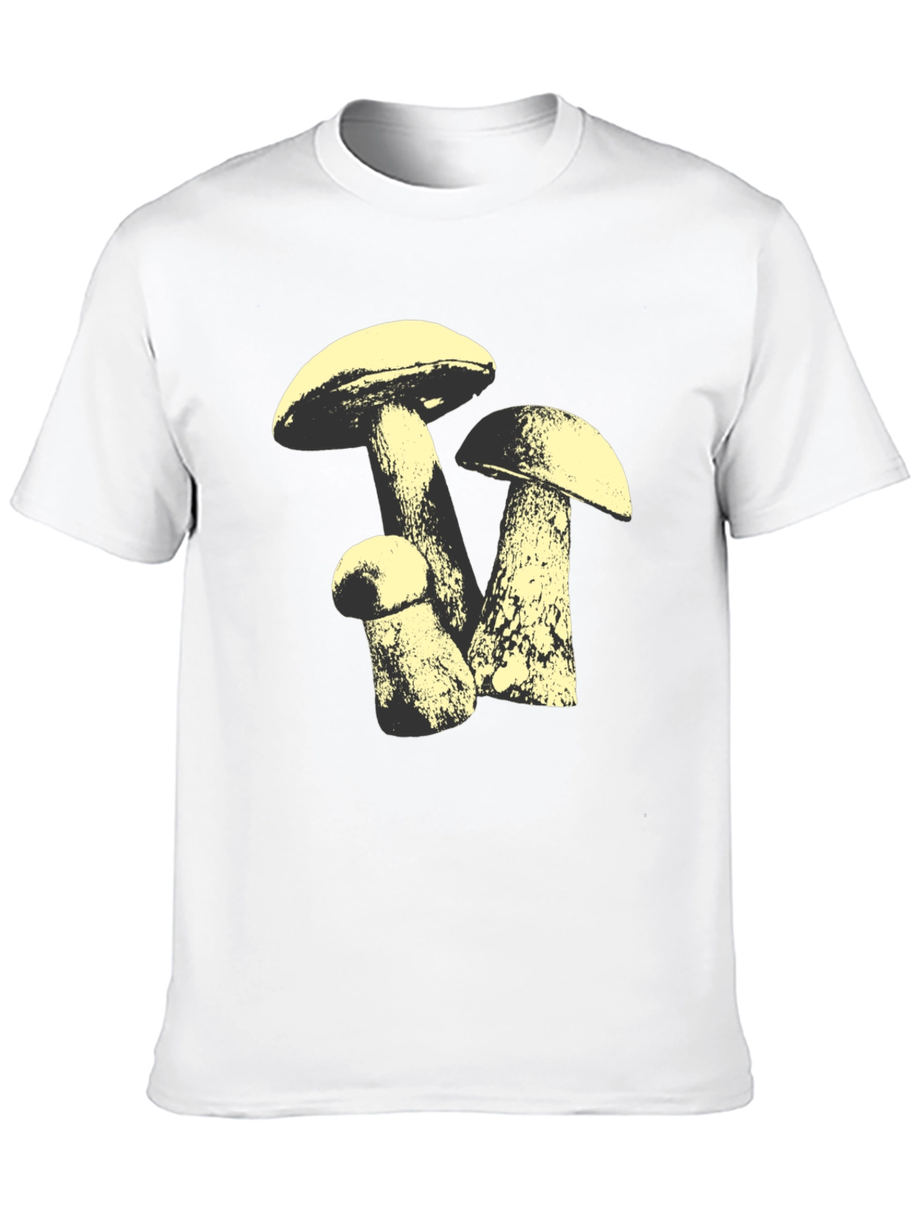 Mushroom Graphic Tee - Black Cotton T-Shirt
