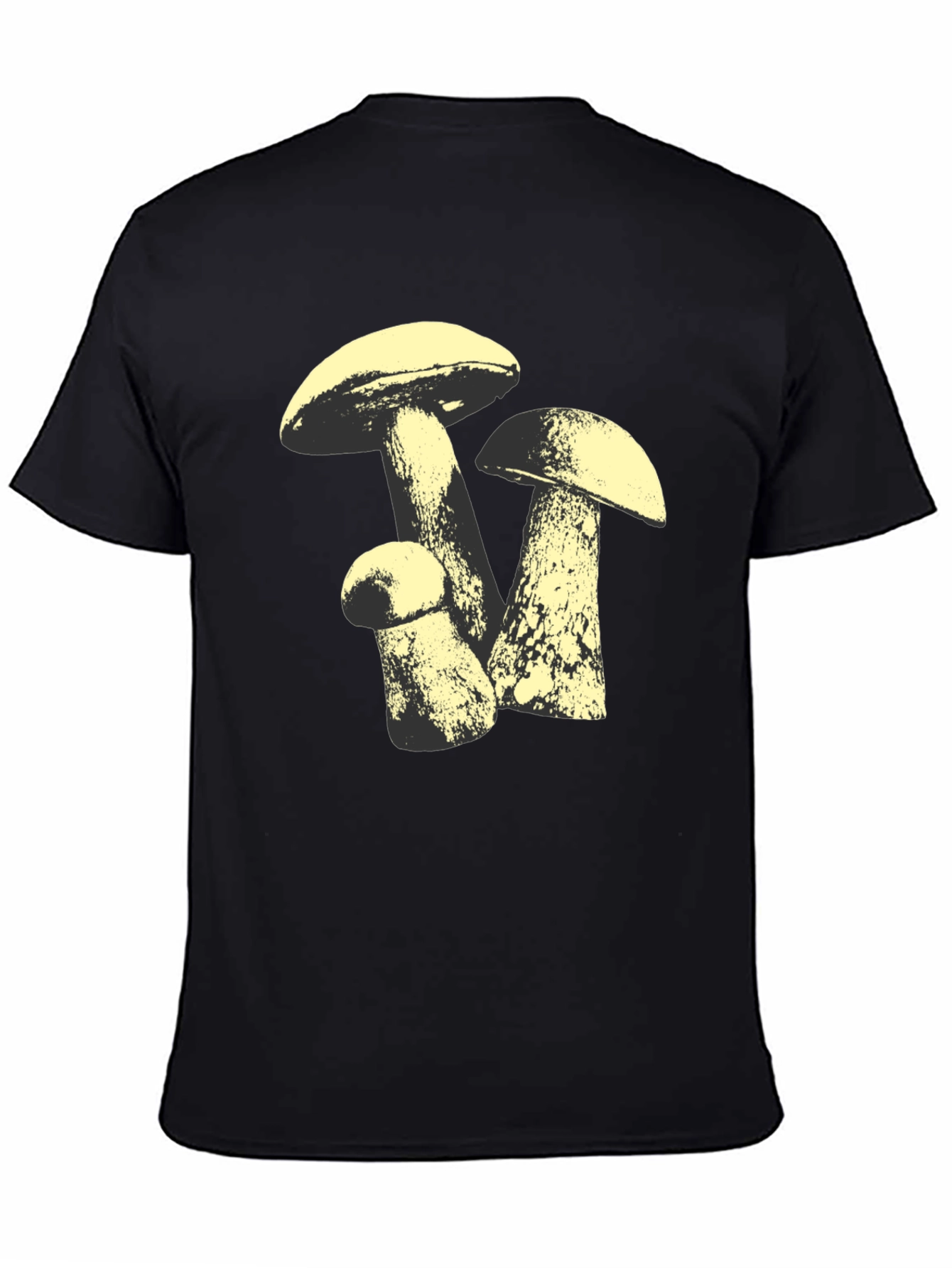 Mushroom Graphic Tee - Black Cotton T-Shirt