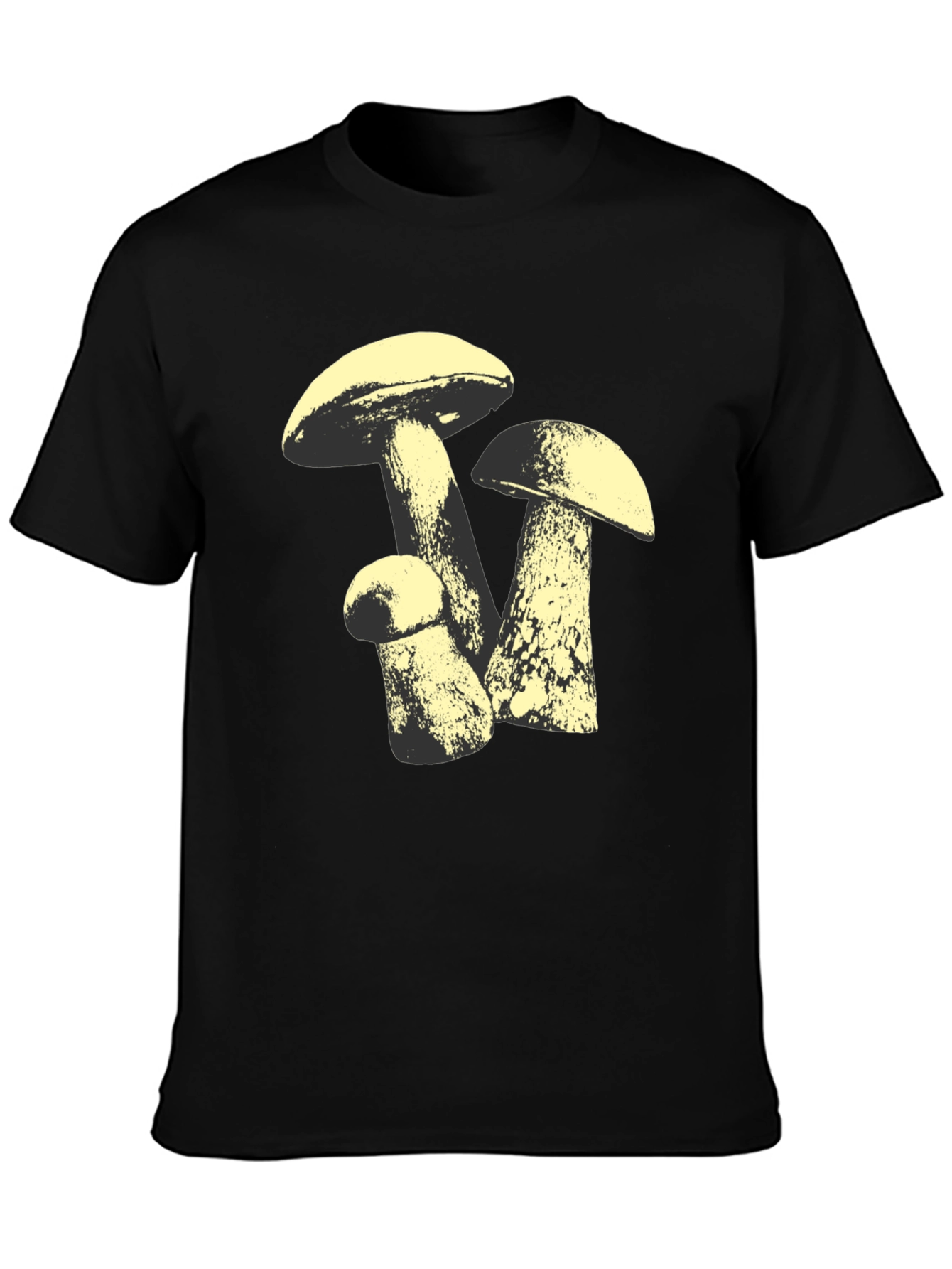 Mushroom Graphic Tee - Black Cotton T-Shirt