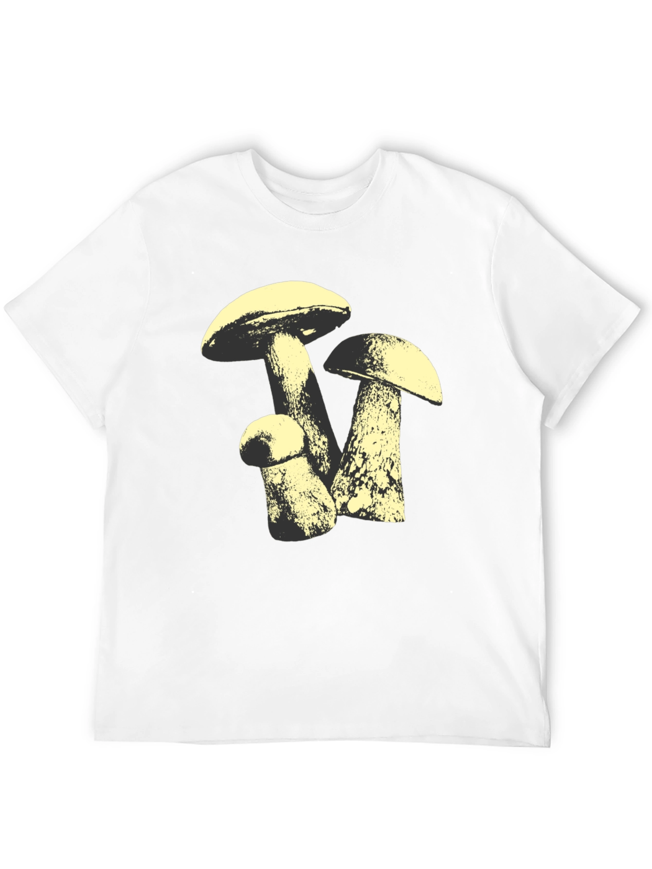 Mushroom Graphic Tee - Black Cotton T-Shirt