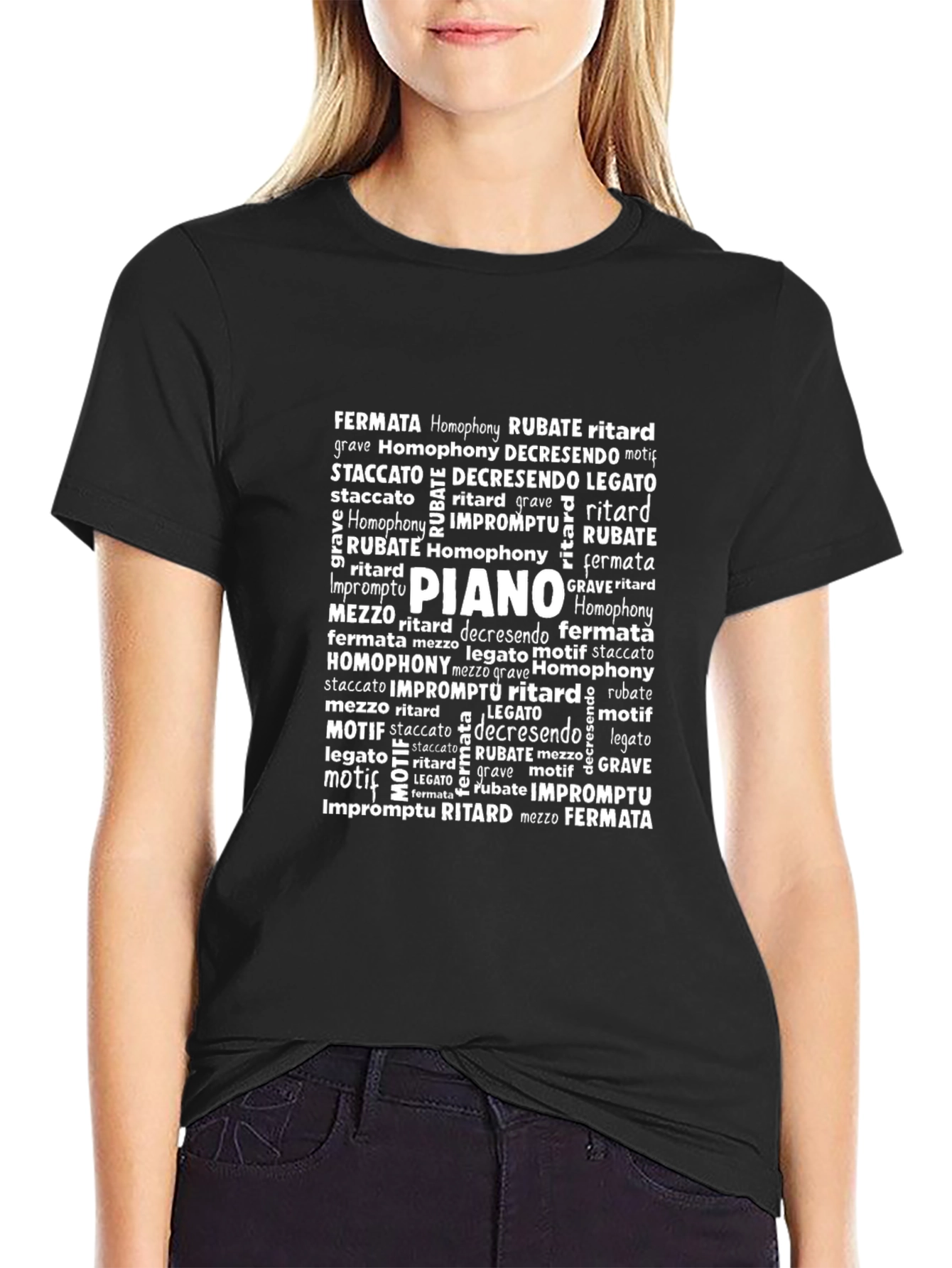 Music Terms Piano T-Shirt - Black