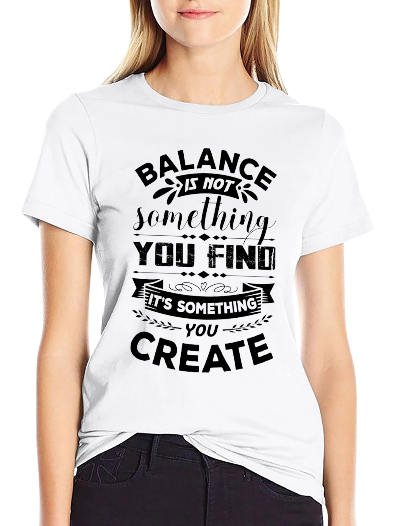 Balance Quote Black T-Shirt for Motivation