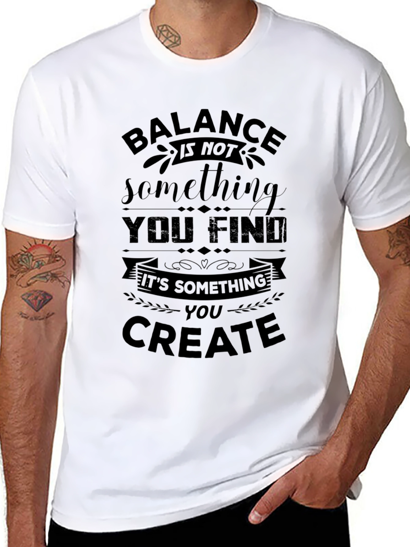 Balance Quote Black T-Shirt for Motivation