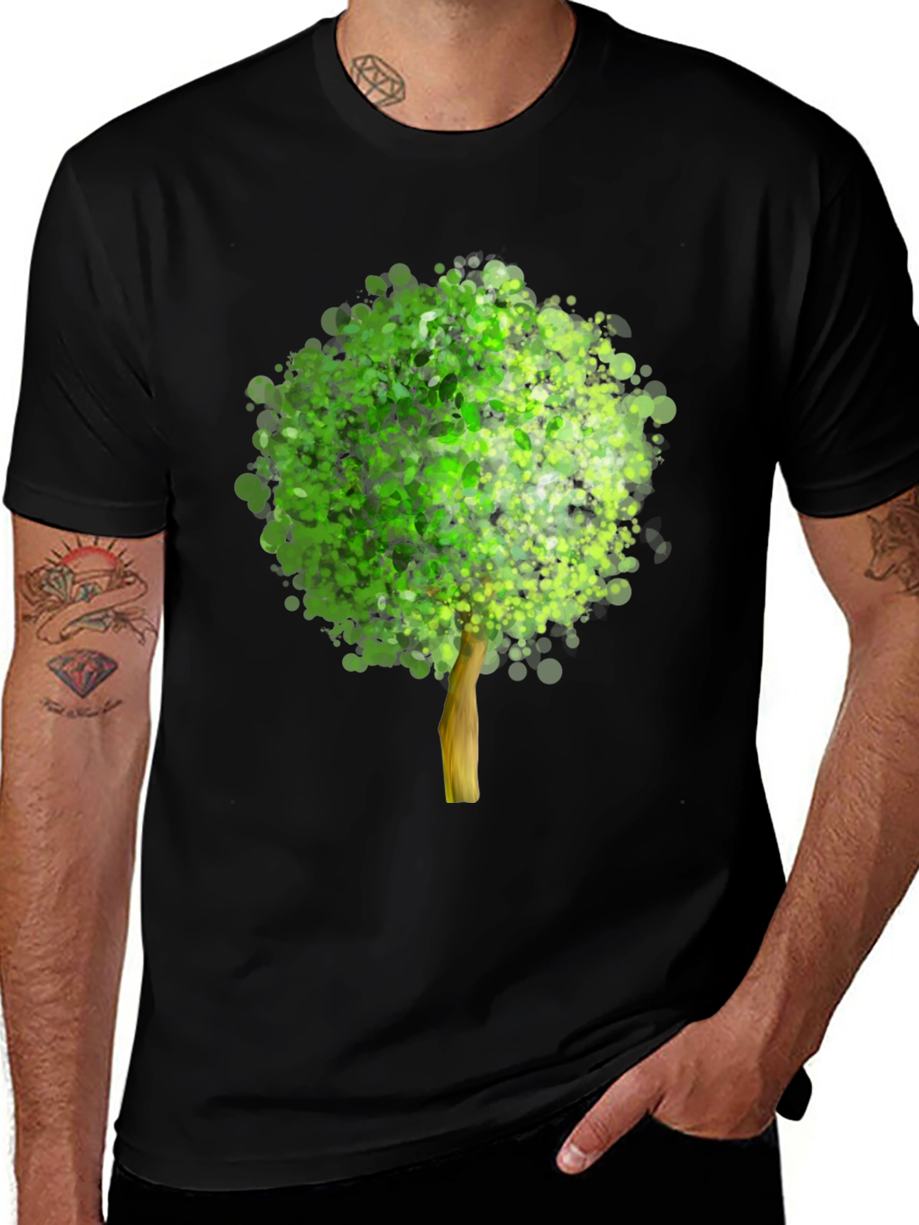 Arboreal Print Black T-Shirt