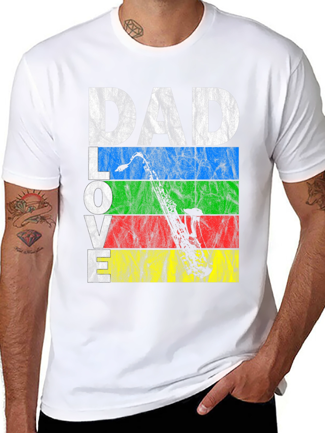 Dad Love Saxophone Graphic T-Shirt