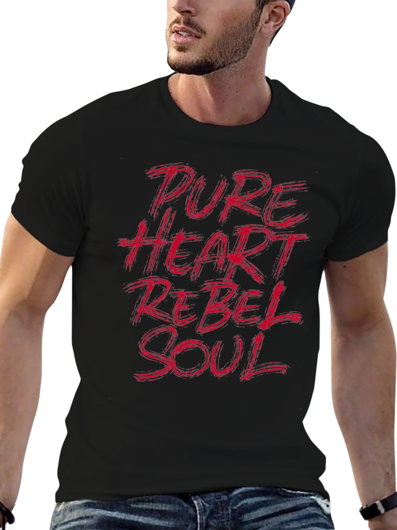 Pure Heart Rebel Soul Mens Graphic Tee