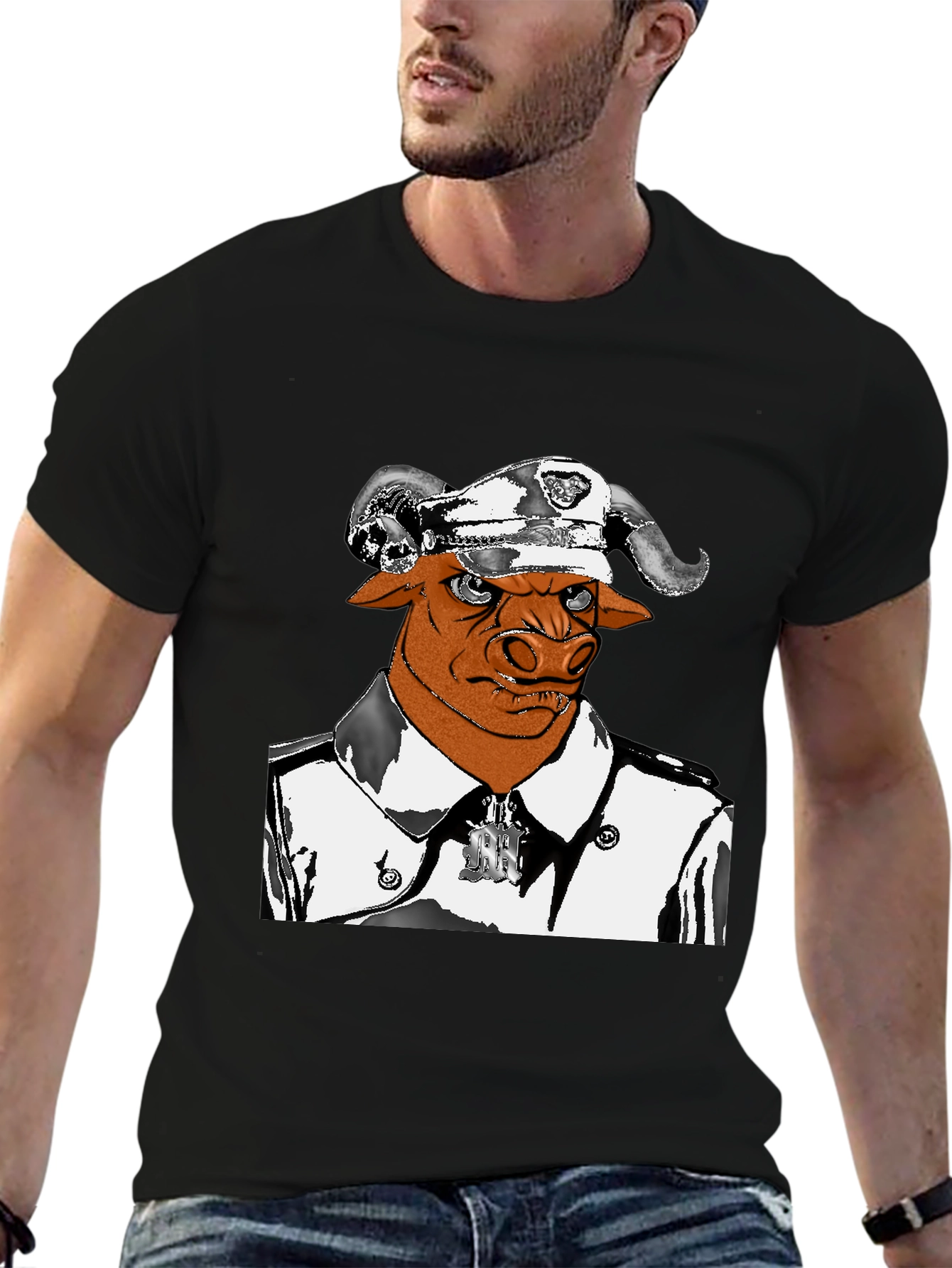 Bull Officer Graphic Tee - Unique Design!