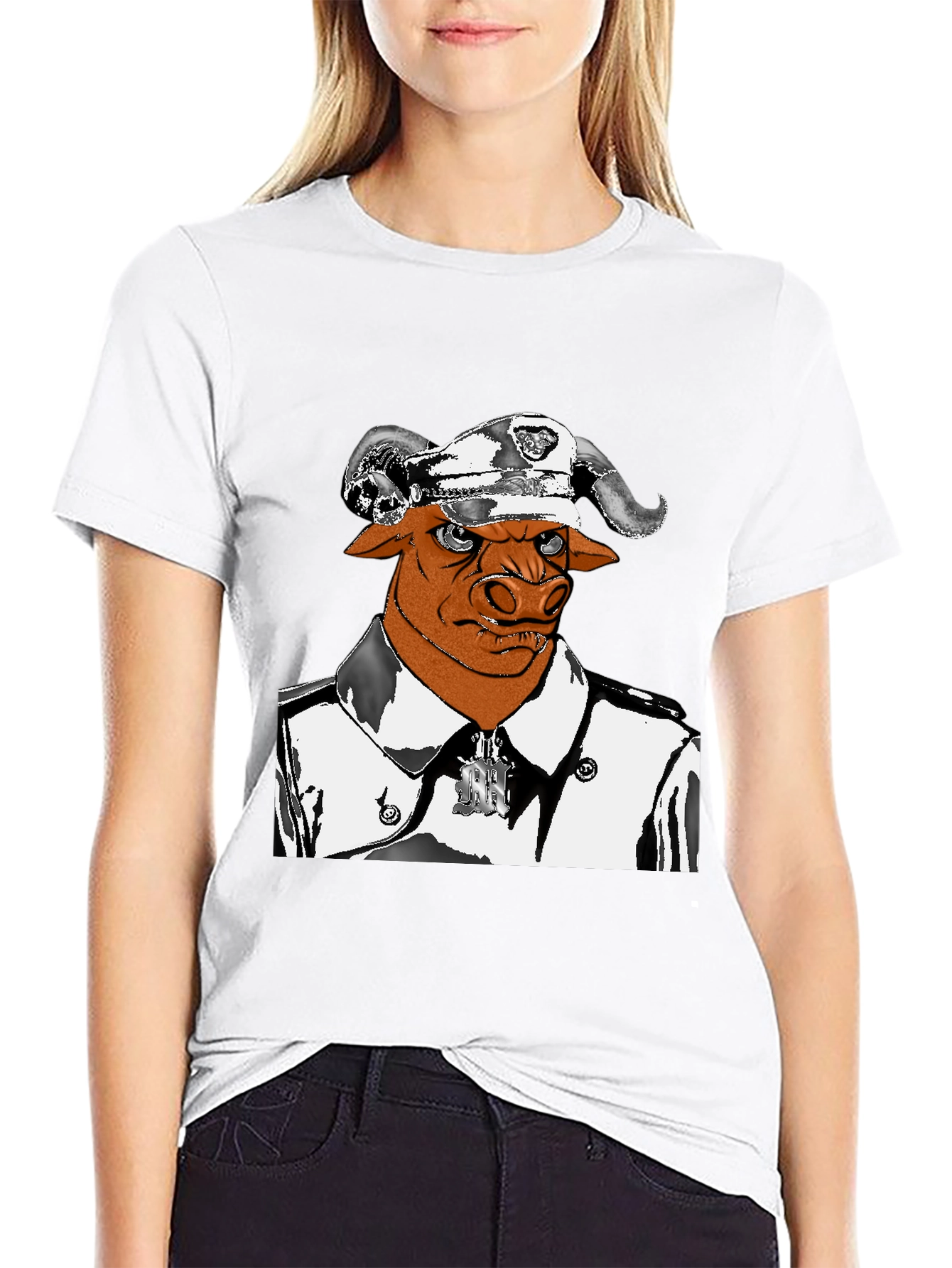 Bull Officer Graphic Tee - Unique Design!