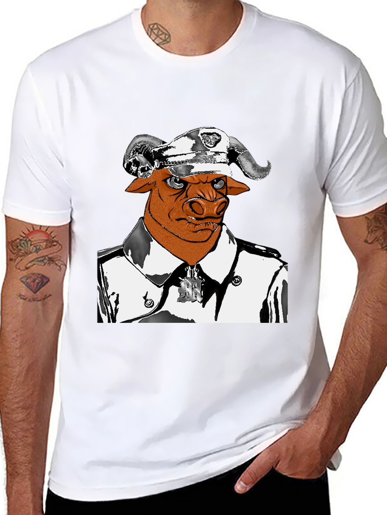 Bull Officer Graphic Tee - Unique Design!