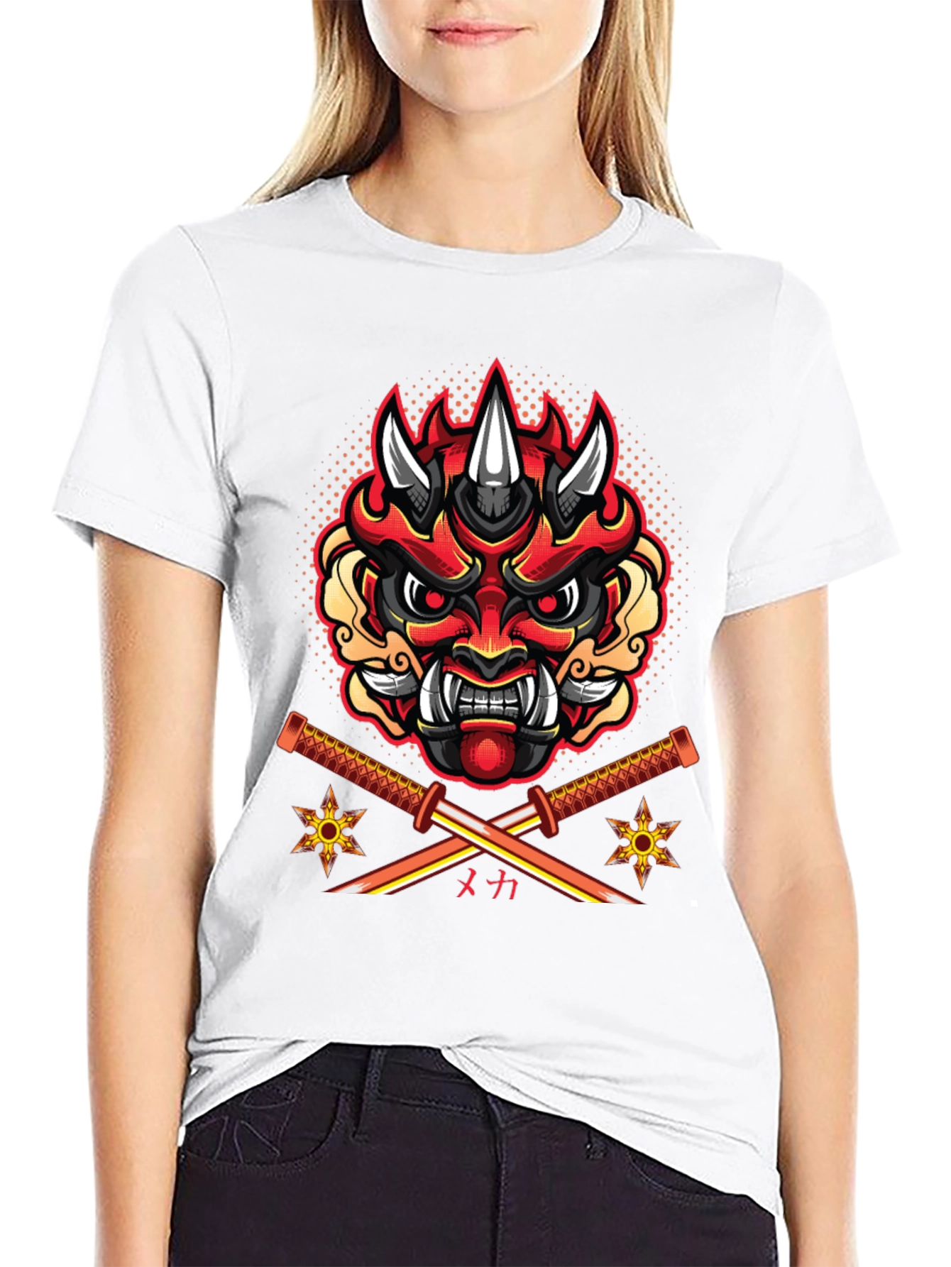 Samurai Demon Mask Graphic T-Shirt