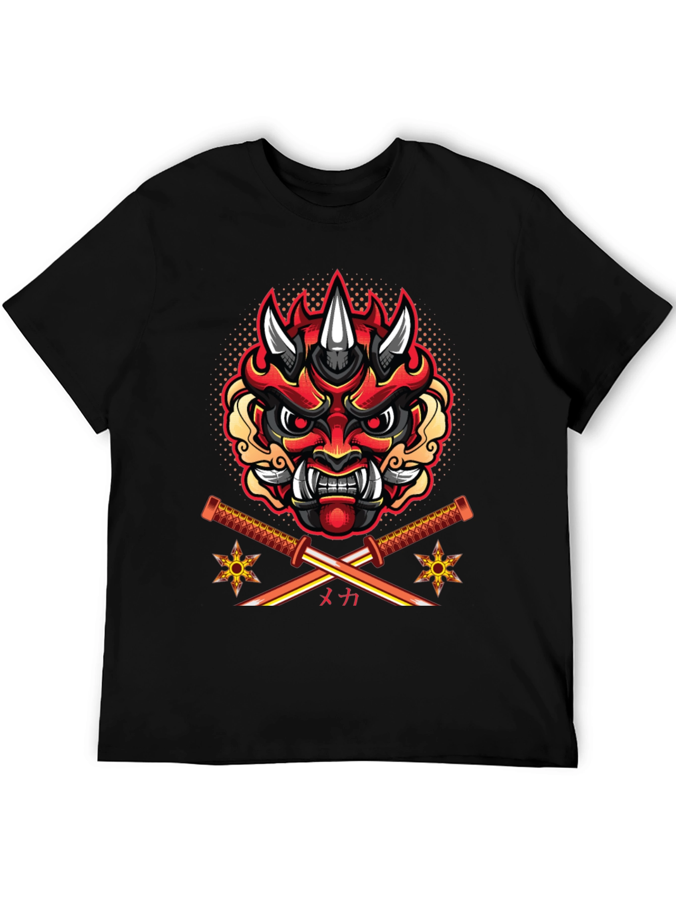 Samurai Demon Mask Graphic T-Shirt