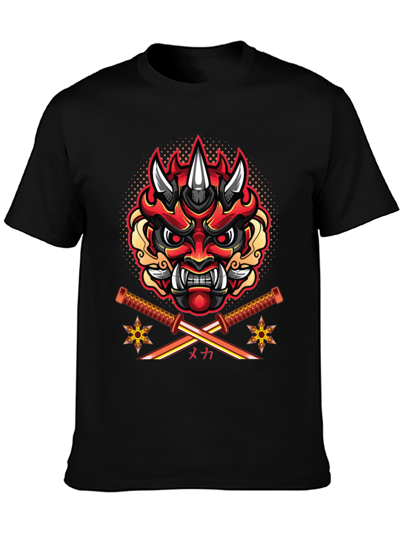 Samurai Demon Mask Graphic T-Shirt
