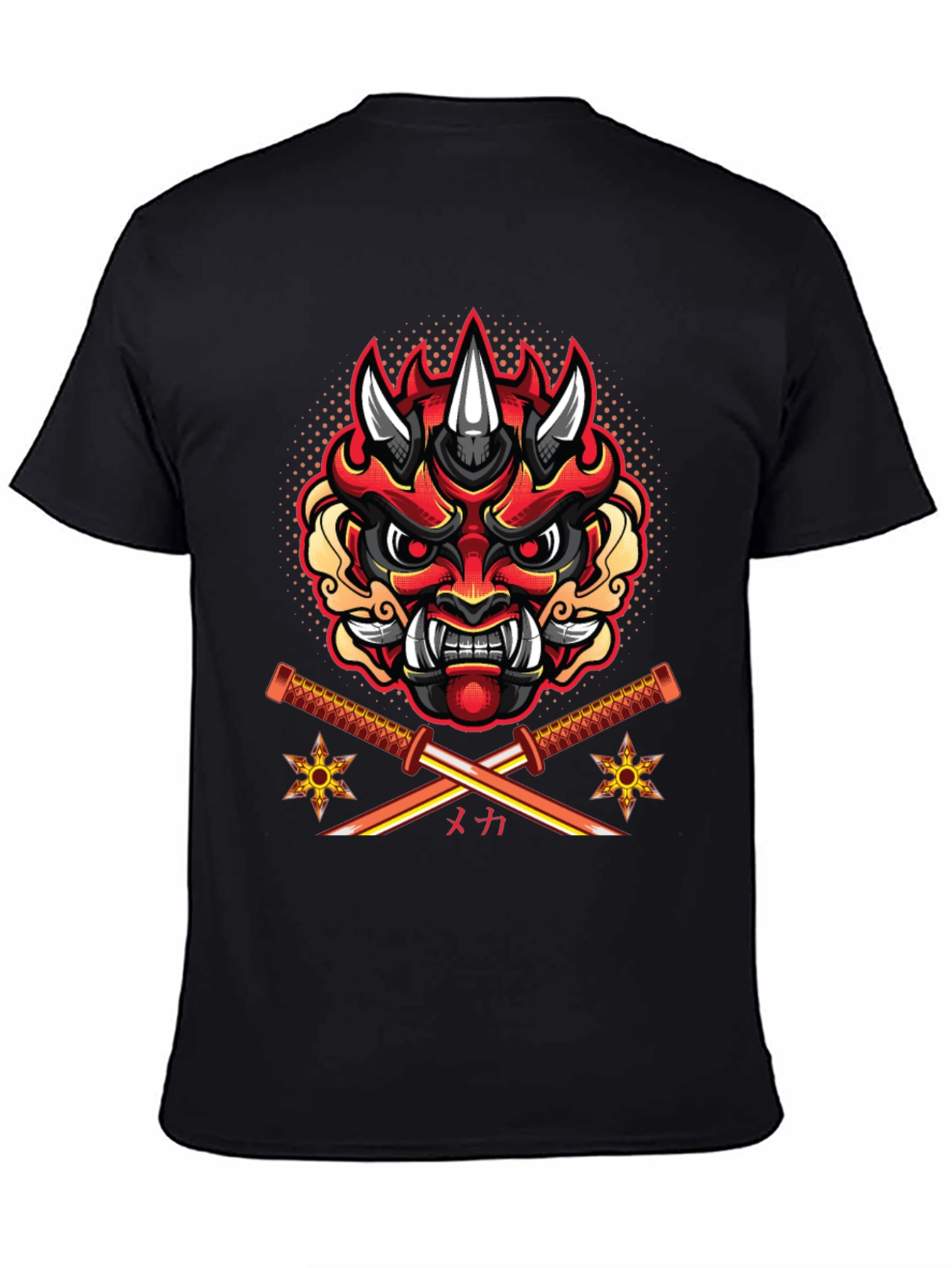 Samurai Demon Mask Graphic T-Shirt