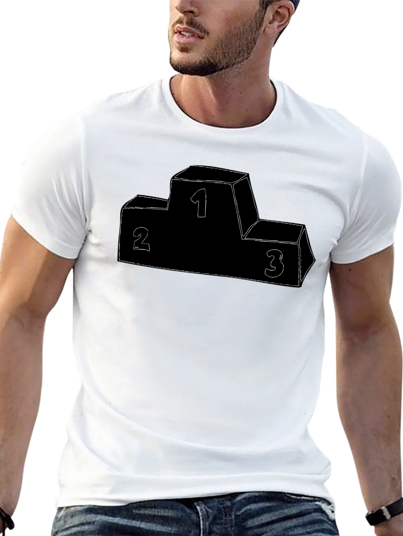 Winners Podium Graphic Tee - Black Cotton T-Shirt