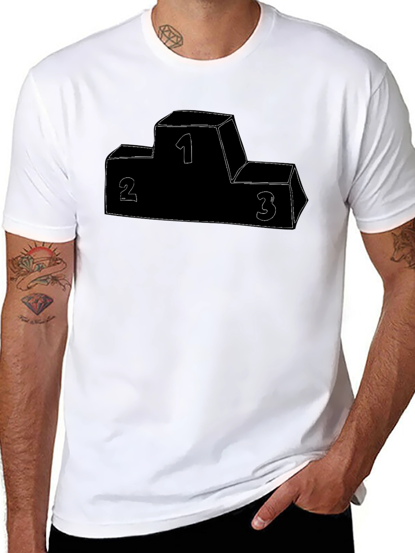 Winners Podium Graphic Tee - Black Cotton T-Shirt