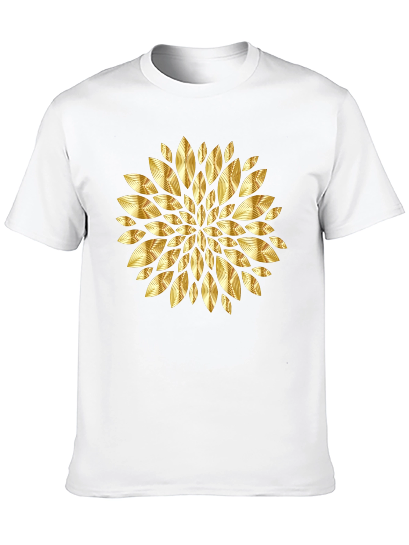 Gold Floral Pattern Black T-Shirt