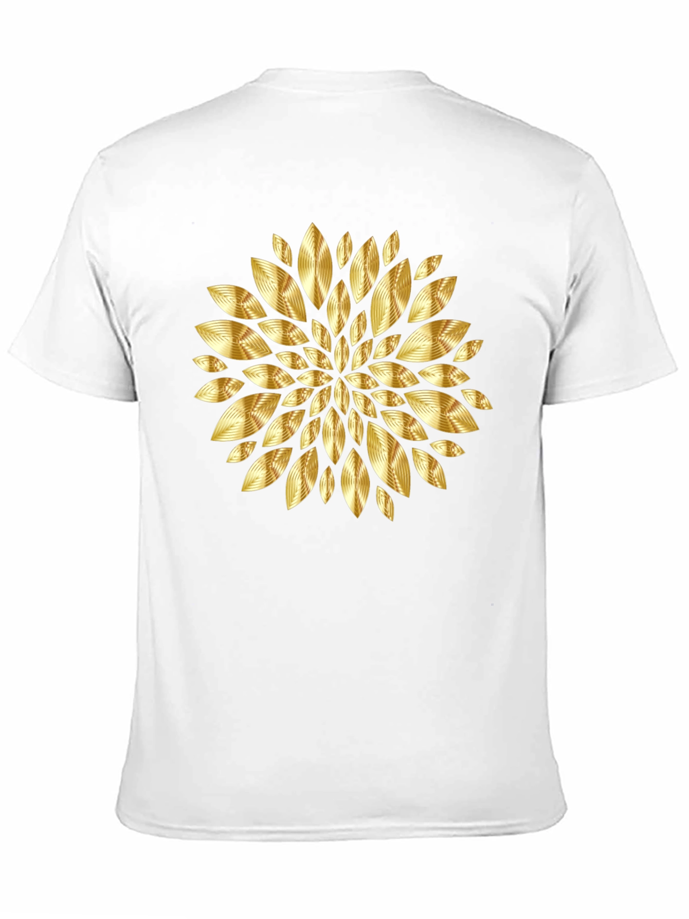 Gold Floral Pattern Black T-Shirt