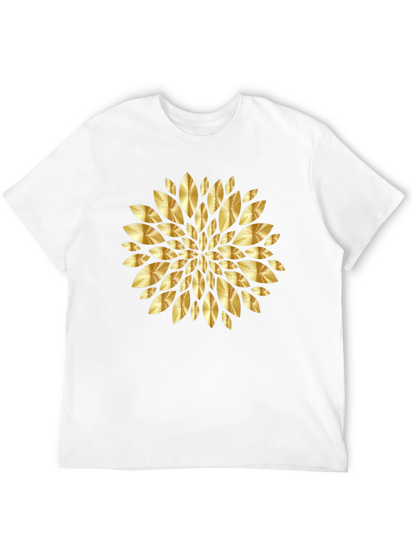 Gold Floral Pattern Black T-Shirt