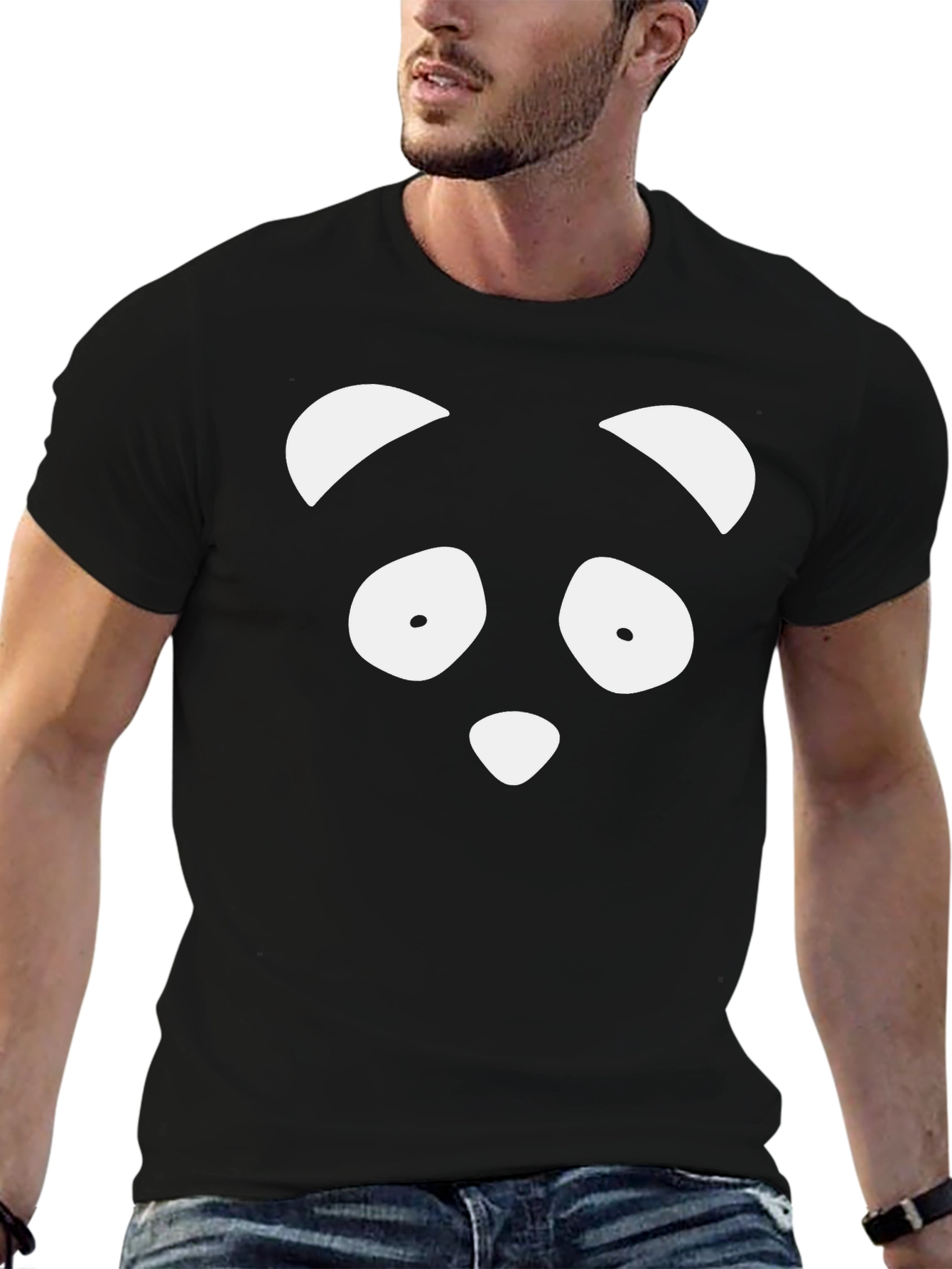 Panda Face Graphic Print T-Shirt