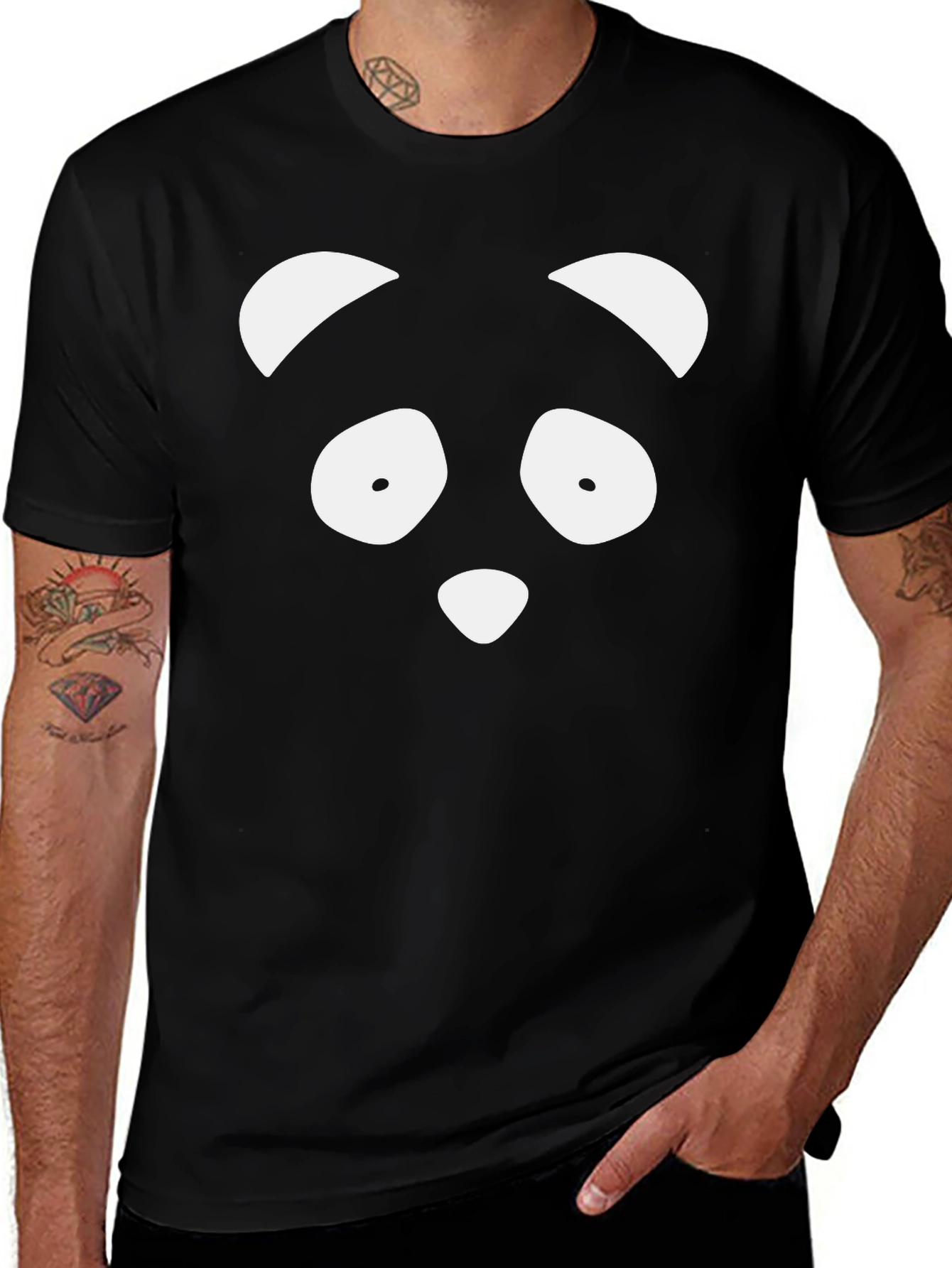 Panda Face Graphic Print T-Shirt