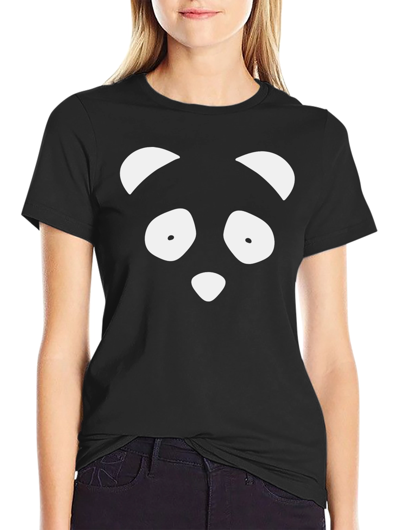 Panda Face Graphic Print T-Shirt