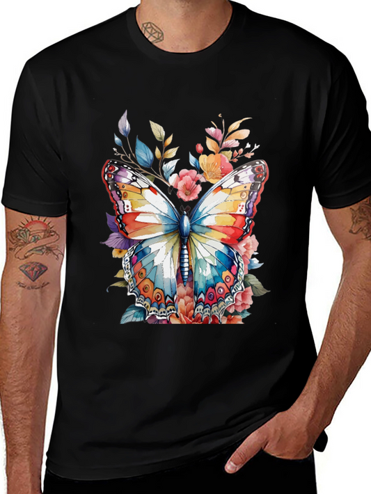 Butterfly Floral Graphic Print Mens Tee