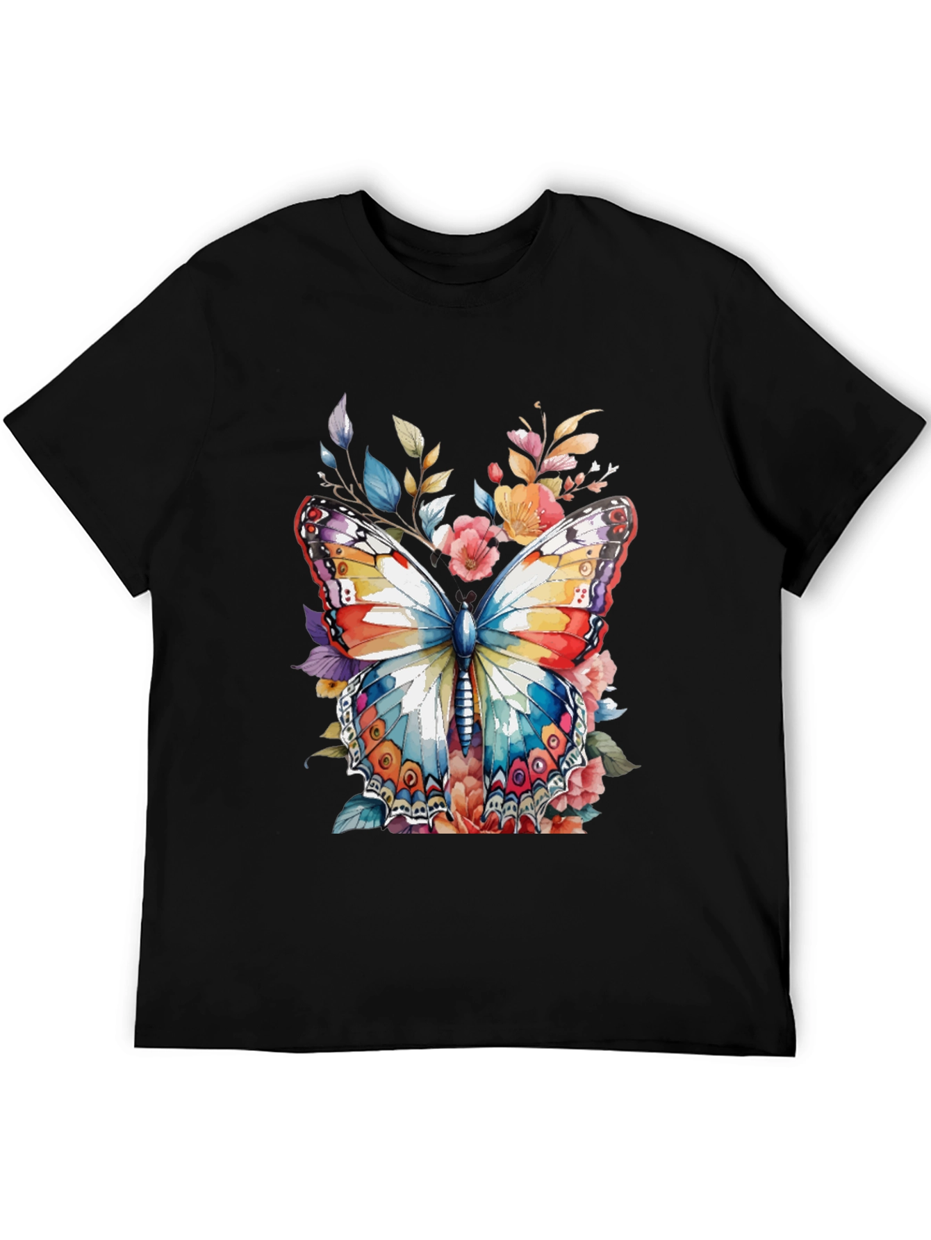 Butterfly Floral Graphic Print Mens Tee