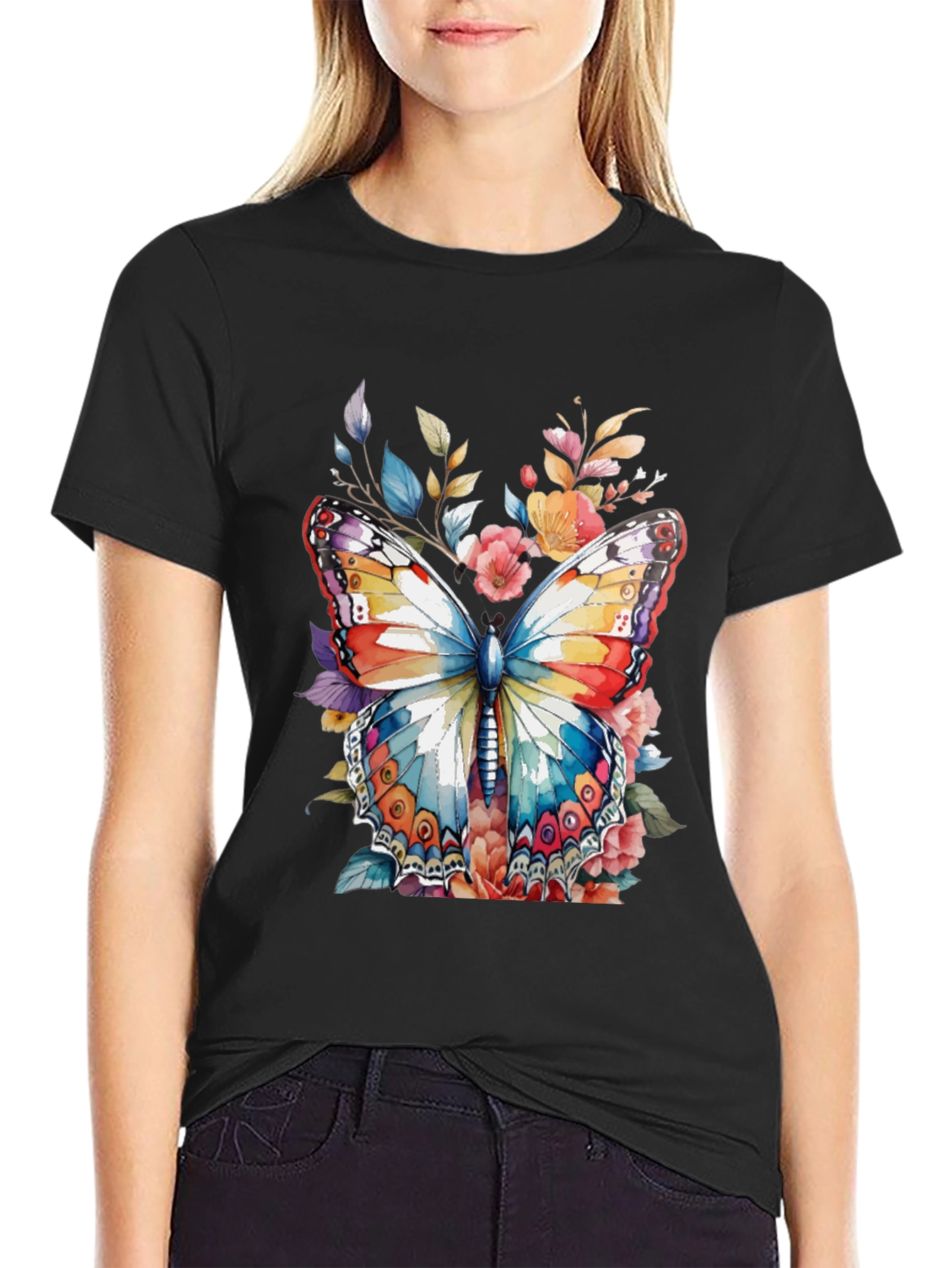 Butterfly Floral Graphic Print Mens Tee