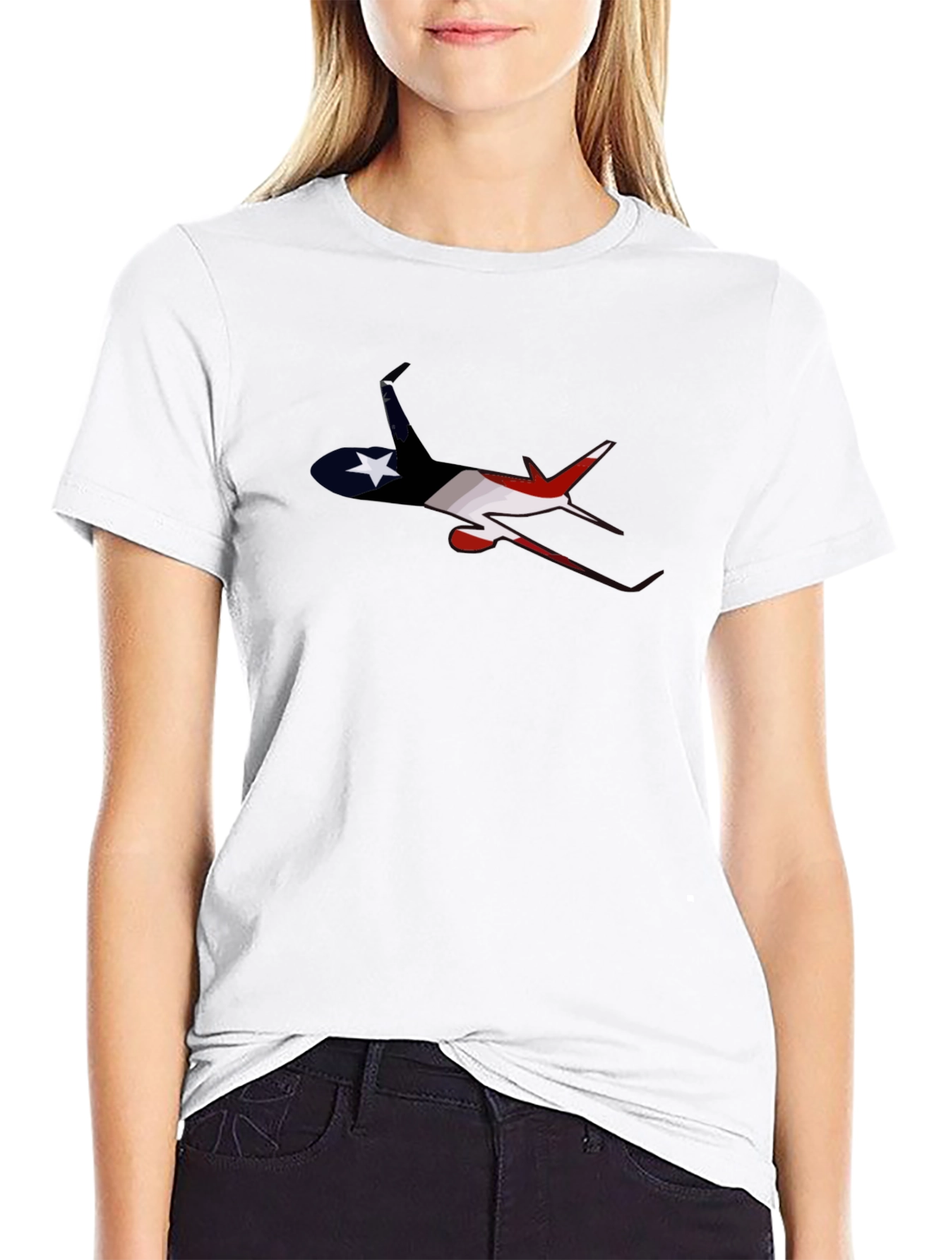 Patriotic Airplane Graphic Tee - Black