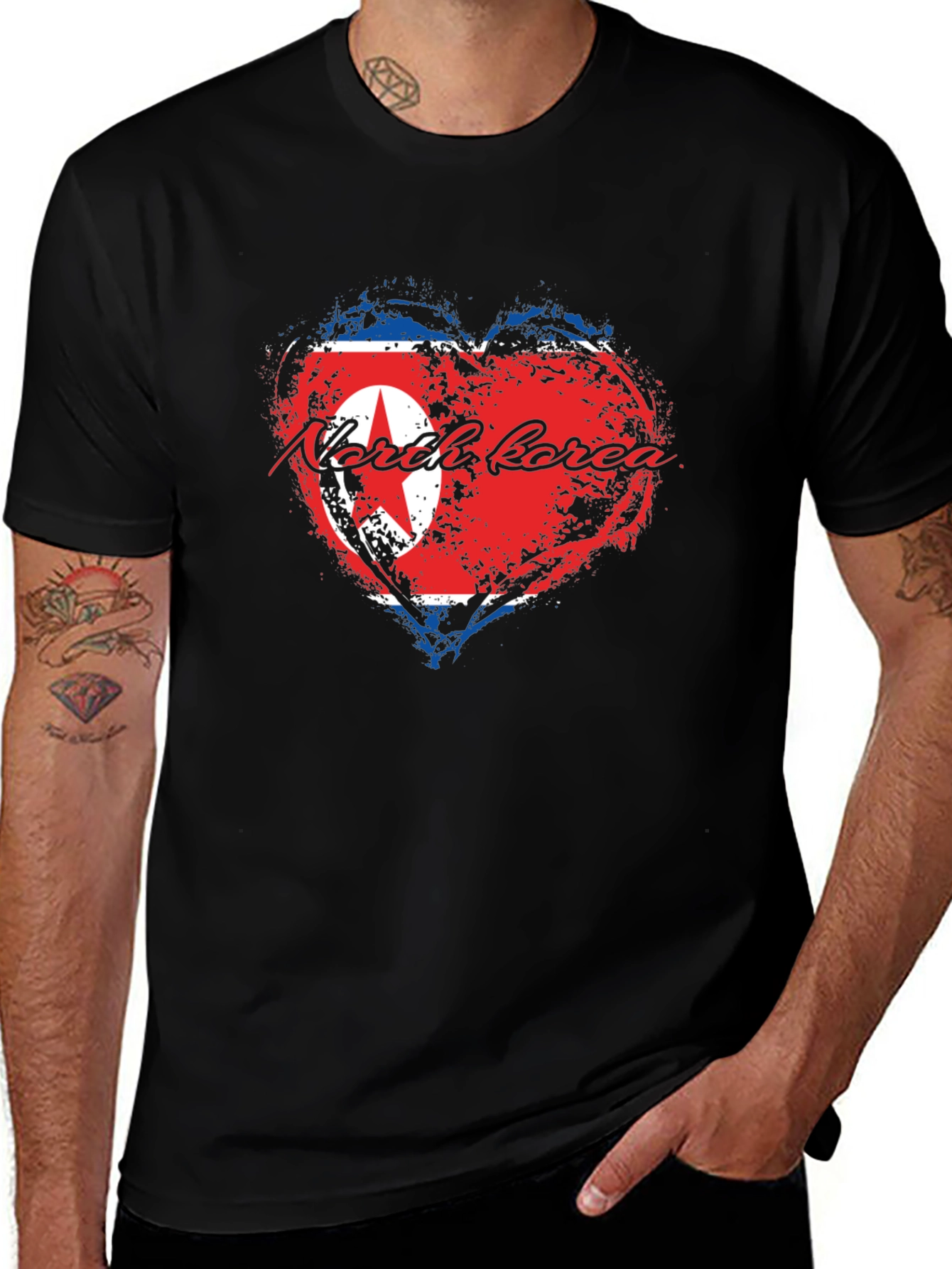 North Korea Flag Heart T-Shirt
