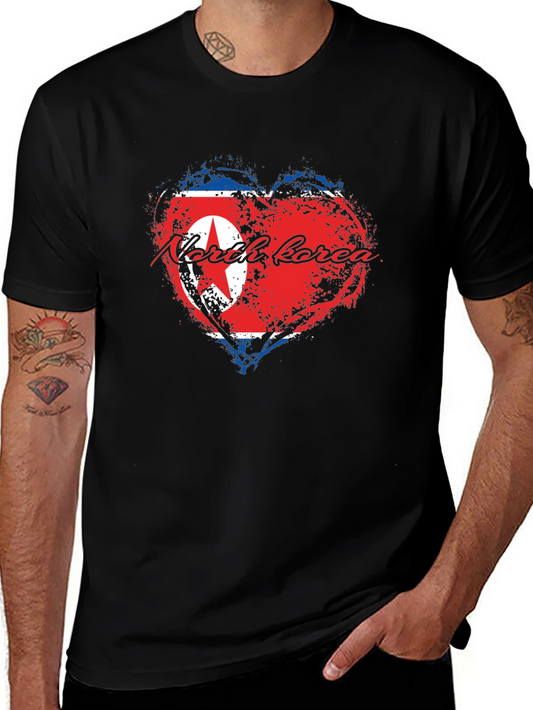 North Korea Flag Heart T-Shirt