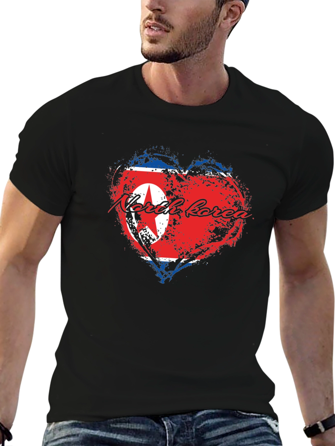 North Korea Flag Heart T-Shirt